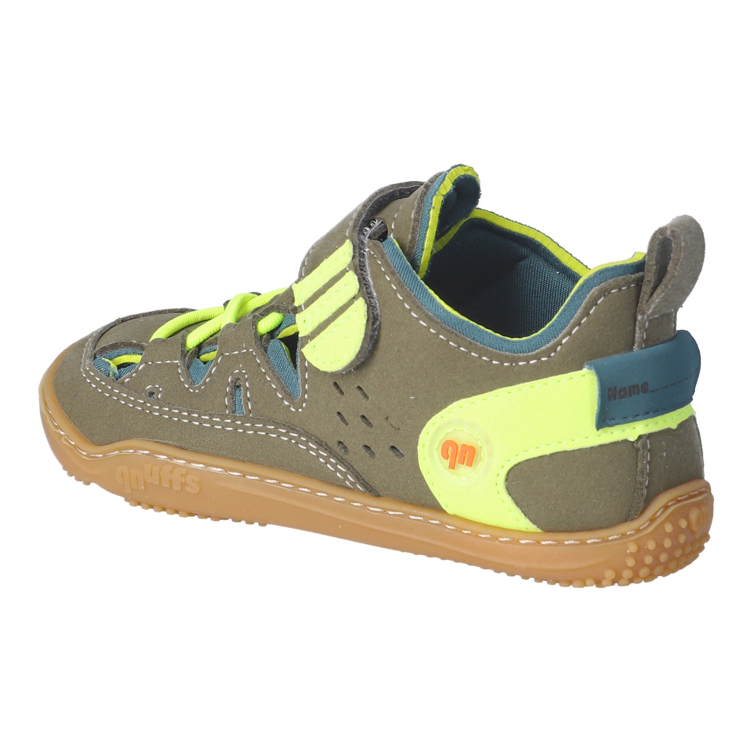 qnuffs Chaussures pieds nus »Lerche«  Sneaker, chaussure basse, sneaker avec étiquette nom au talon