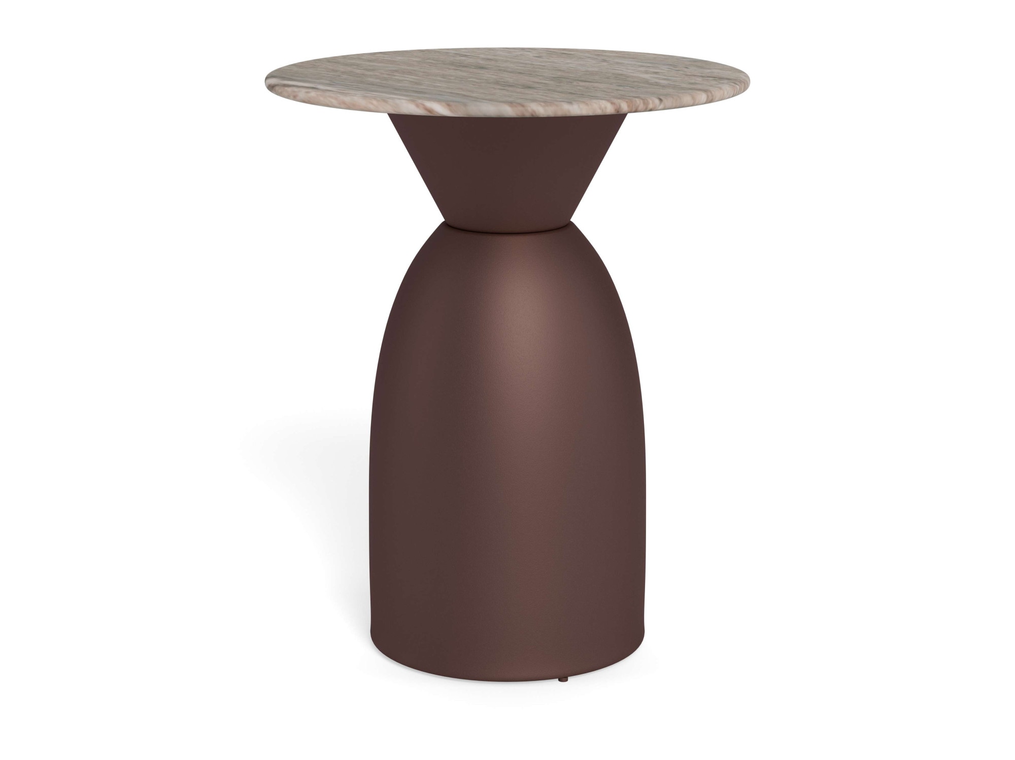 Image of ACTONA GROUP Beistelltisch "Ferrol Kaffeetisch – elegant & kompakt mit grauer Marmorplatte" Grauer Toronto Marmor, mattes Bronze-Stahlgestell. Ø: 40 cm.