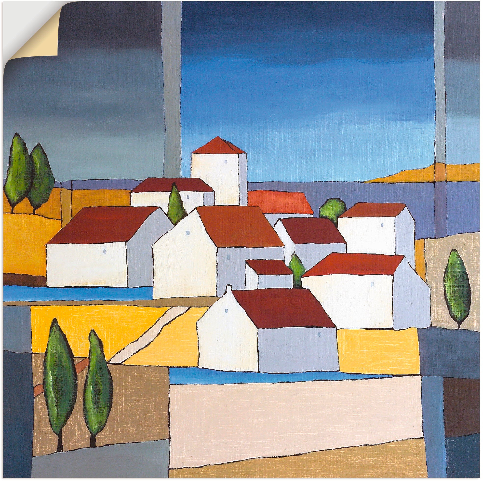 Image of Artland Wandbild »Dorf in der Nähe vom Meer«, Gebäude, (1 St.), in vielen Grössen & Produktarten -Leinwandbild, Poster, Wandaufkleber / Wandtattoo auch für Badezimmer geeignet bei Ackermann Versand Schweiz