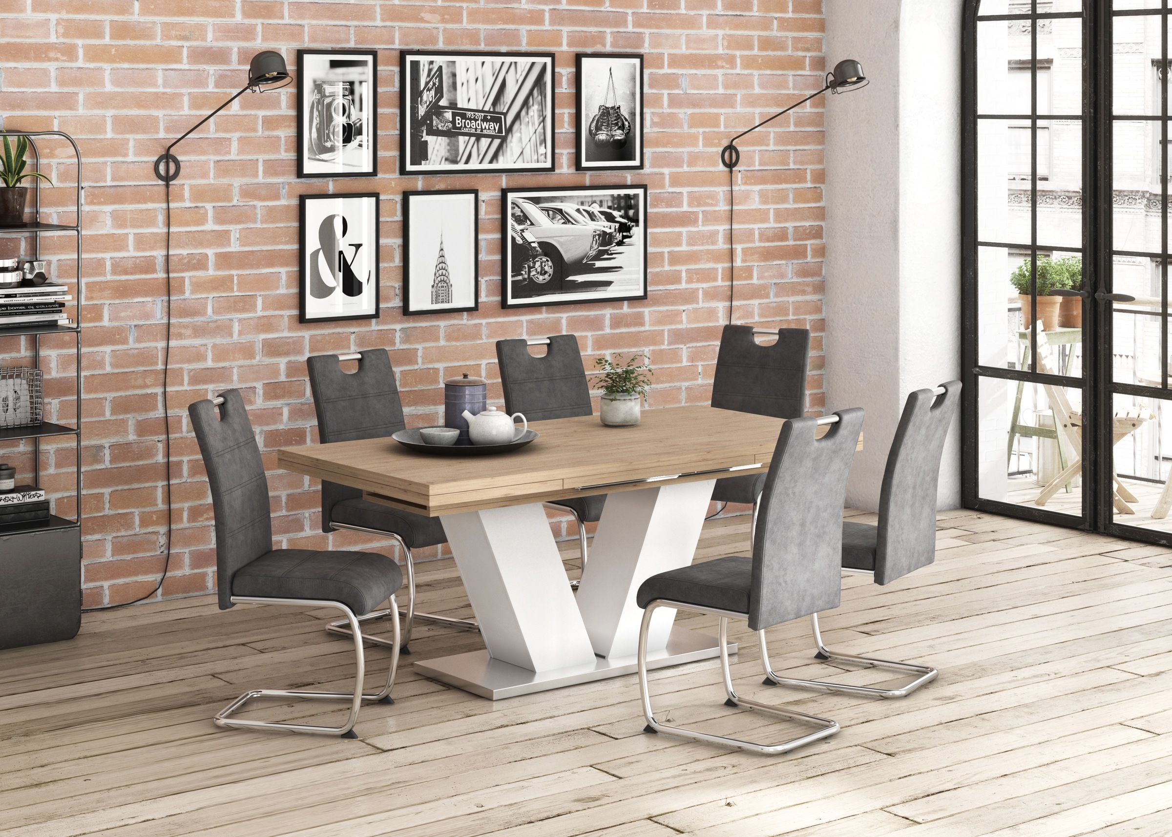 Image of Mäusbacher Esstisch »Komfort D«, mit V-Gestell in weiss und mit Auszugsfunktion, Breite 180-280 cm bei Ackermann Versand Schweiz