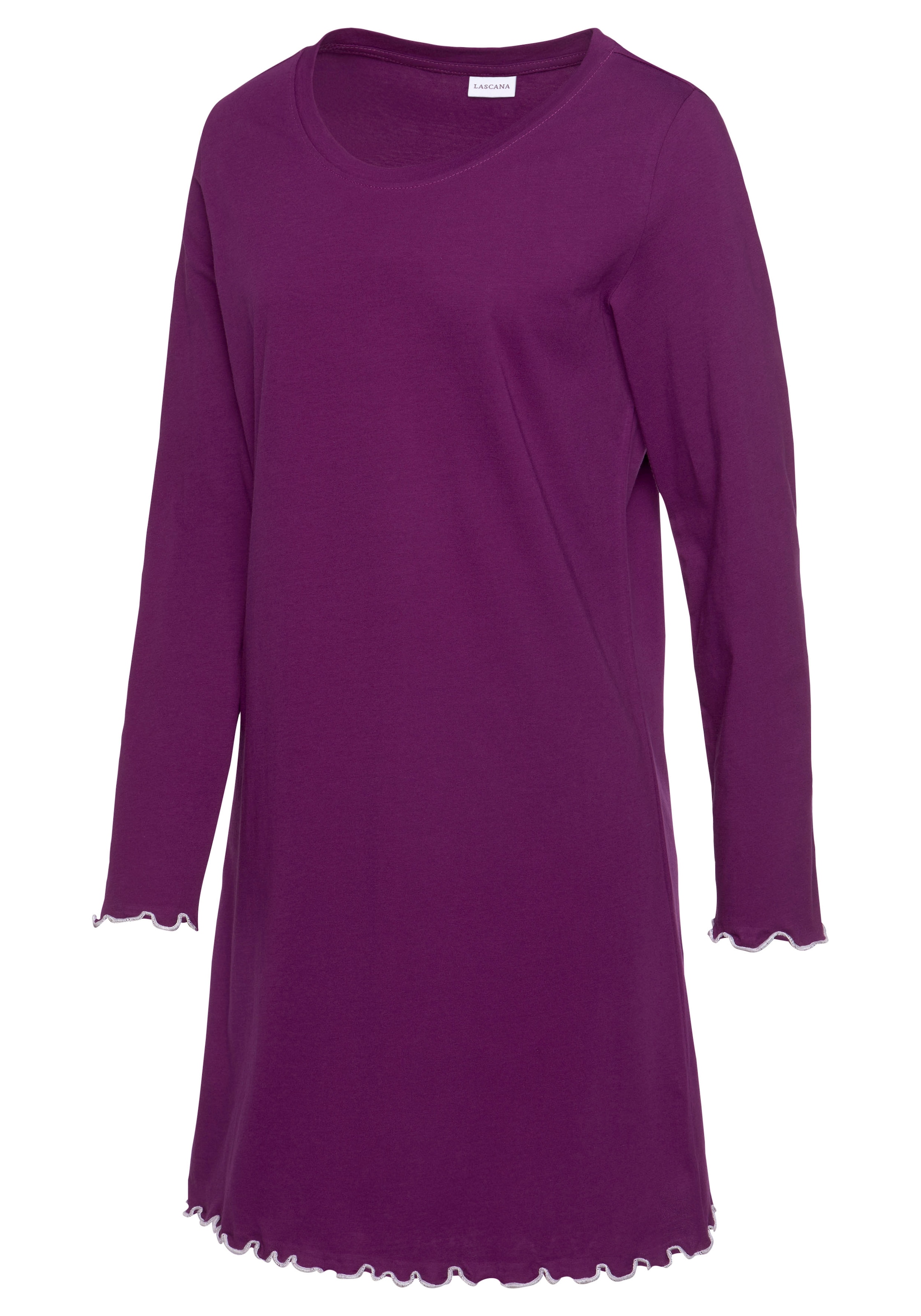 LASCANA Chemise de nuit 1-teilig,  mit Wellensaum