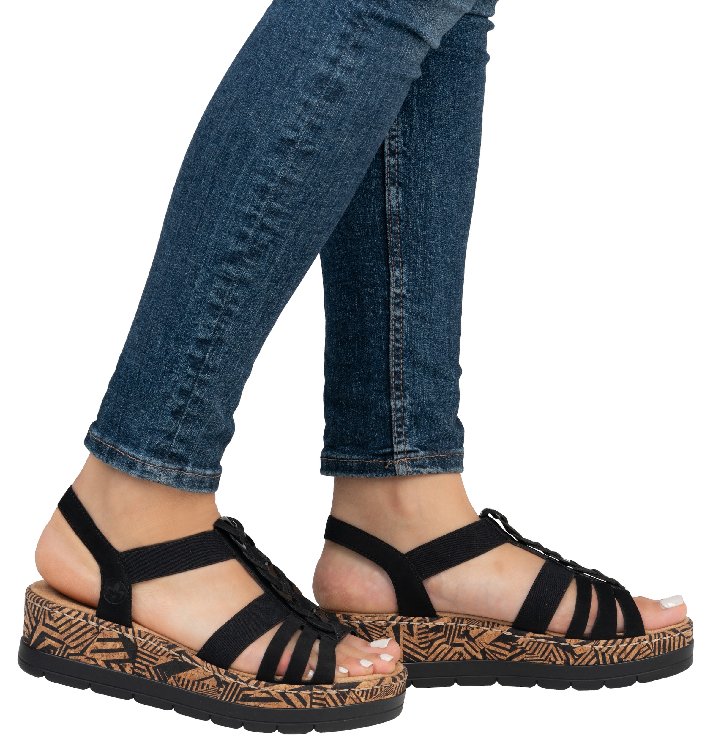 Rieker Plateausandaletten  Sommerschuh, Urlaubschuh, Sandalette mit dekorativem Schmuckelement
