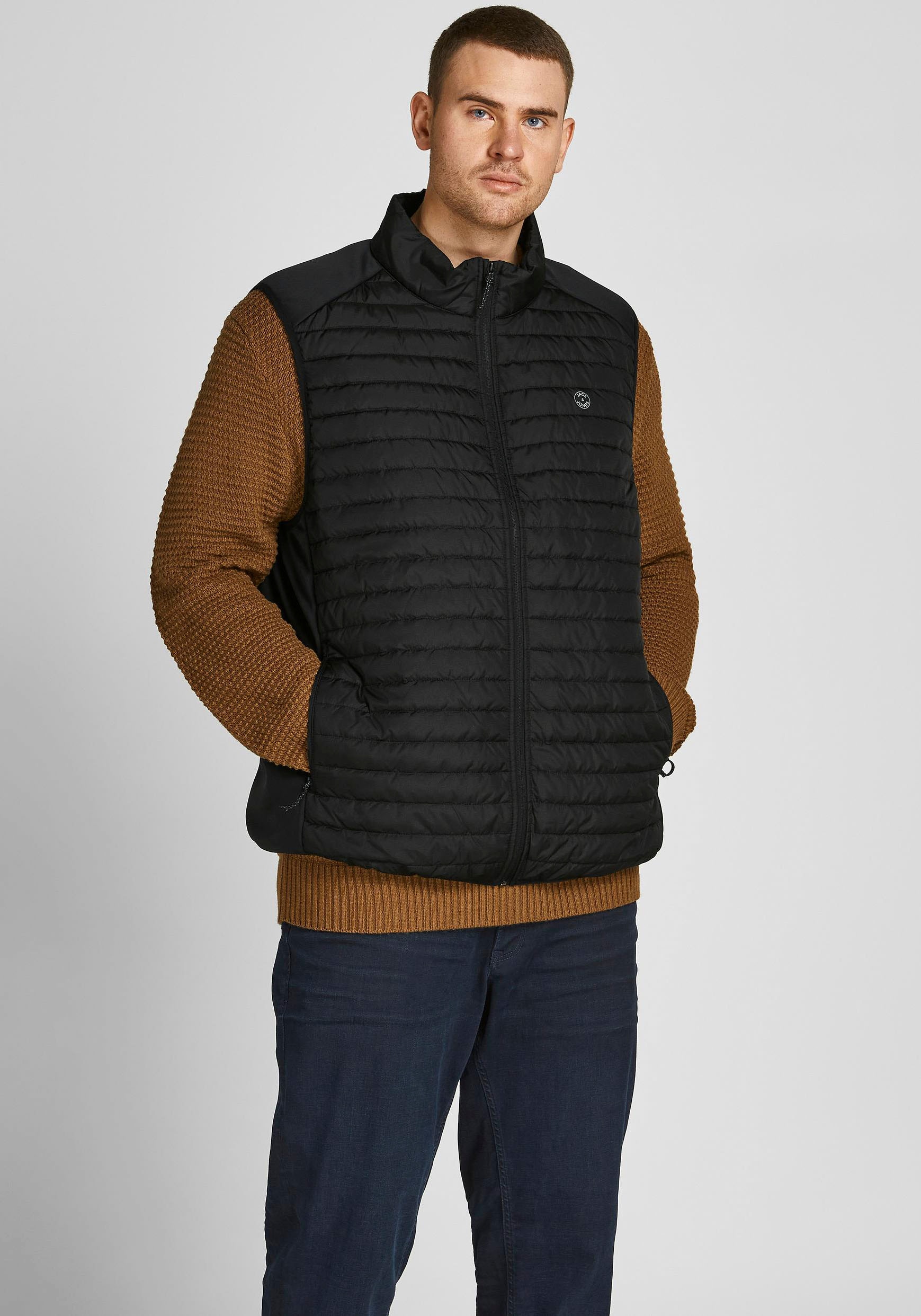 Image of Jack & Jones PlusSize Steppweste "MULTI mit Stehkragen und normaler Form" unifarben, modisch, regular fit, Polyester, Stehkragen