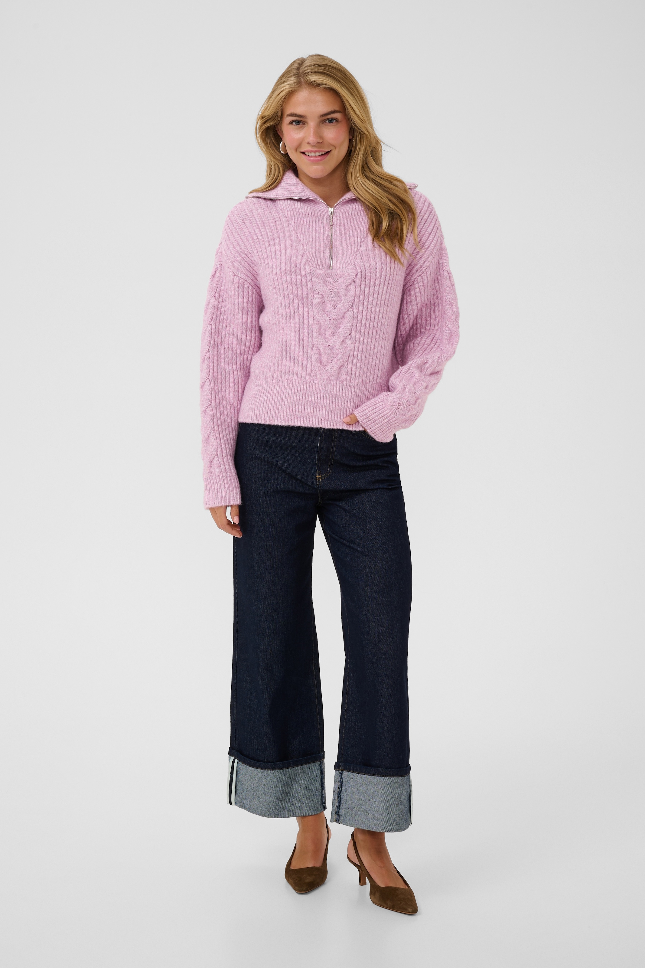 Saint Tropez Troyer »TalmaSZ Pullover« mélange de matériaux, coupe régulière, motif en torsades