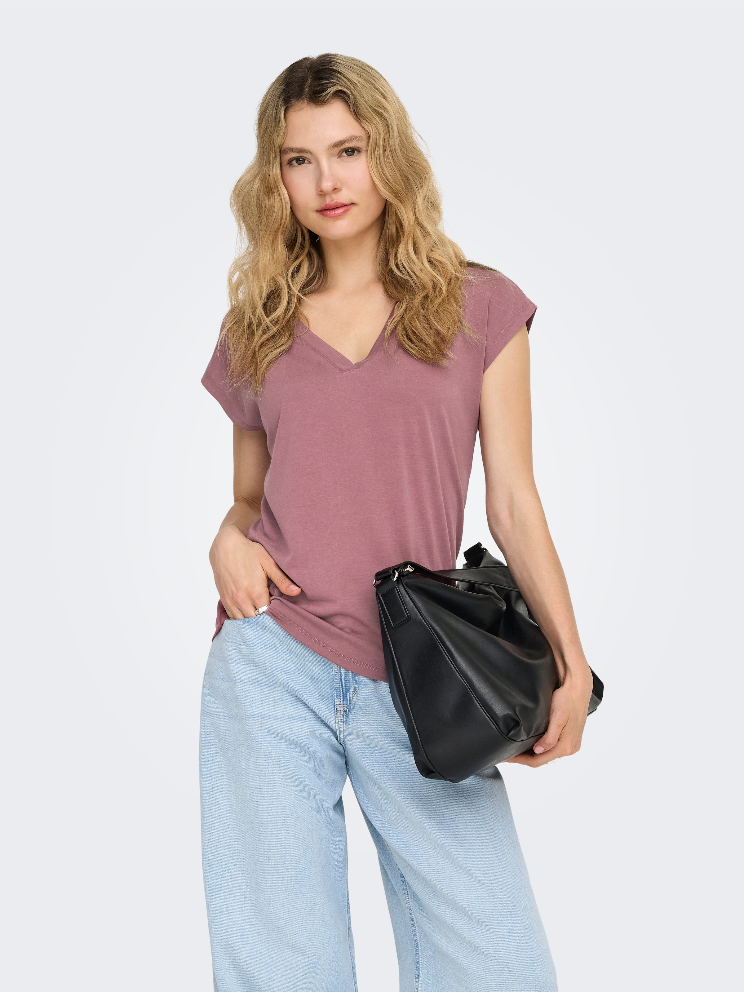 ONLY V-Shirt »ONLFREE S/S MOD.V-NECK TOP JRS NOOS«