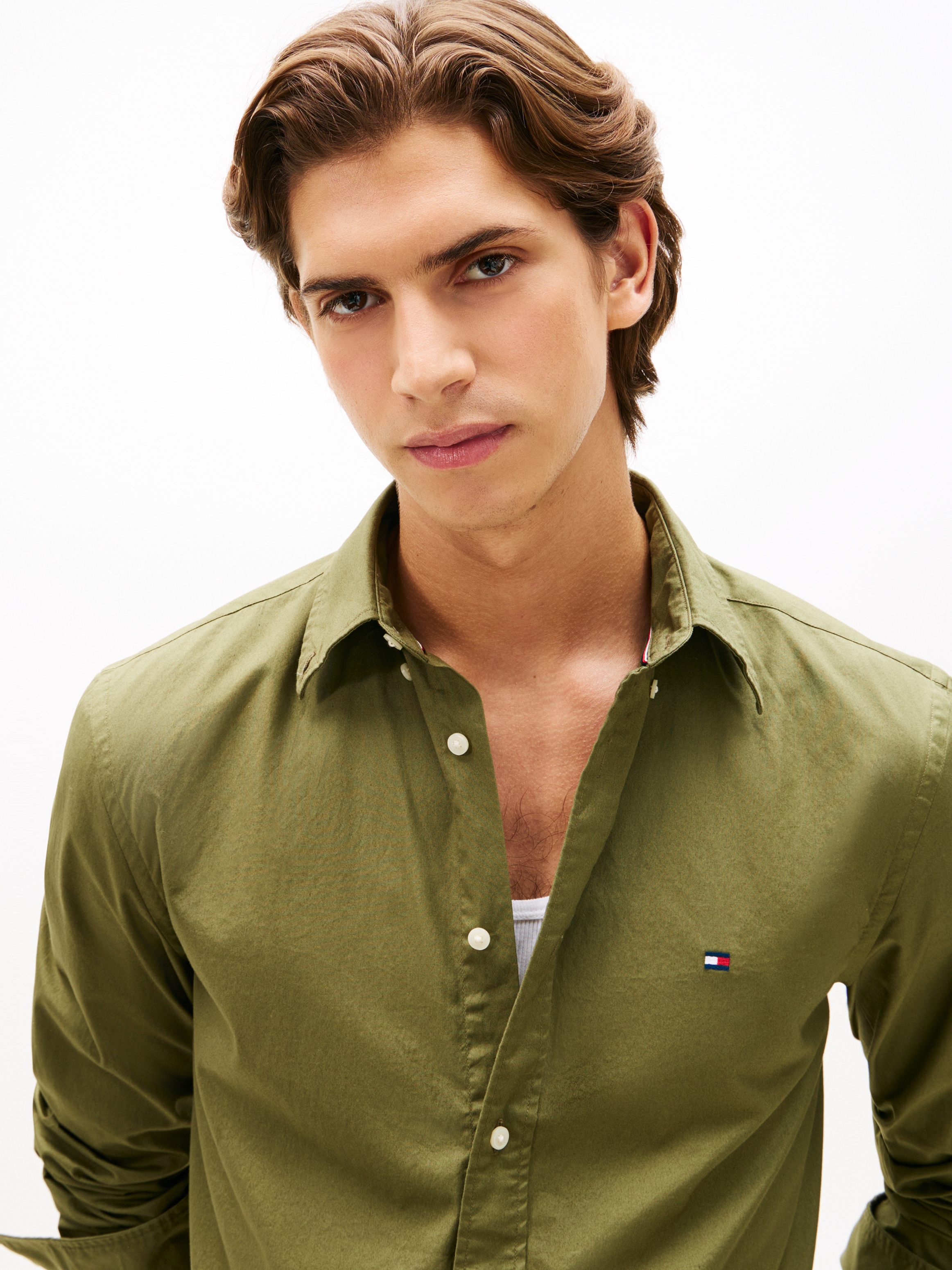 Tommy Hilfiger Businesshemd »FLEX POPLIN SOLID« unifarben, klassisch, regular fit, Baumwolle, Button-down-Kragen