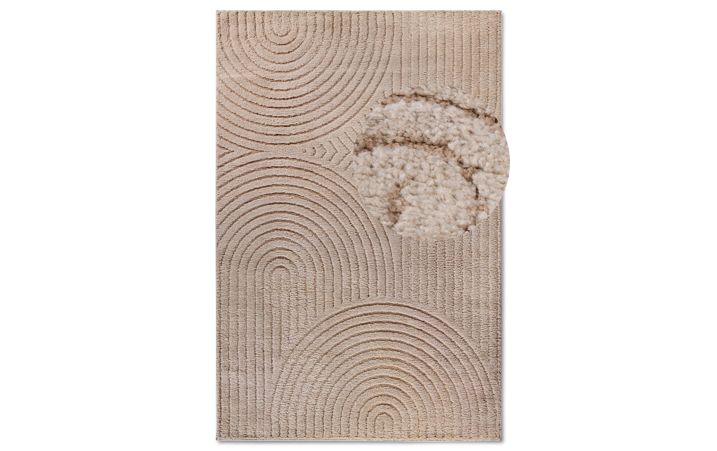 ELLE DECORATION Teppich »Cosy Panglao,  auch als Rundteppich erhältlich« rechteckig 14 mm Höhe uni Kurzflor, Hoch Tief Struktur, modern, Skandi, Boho, Wohnzimmer
