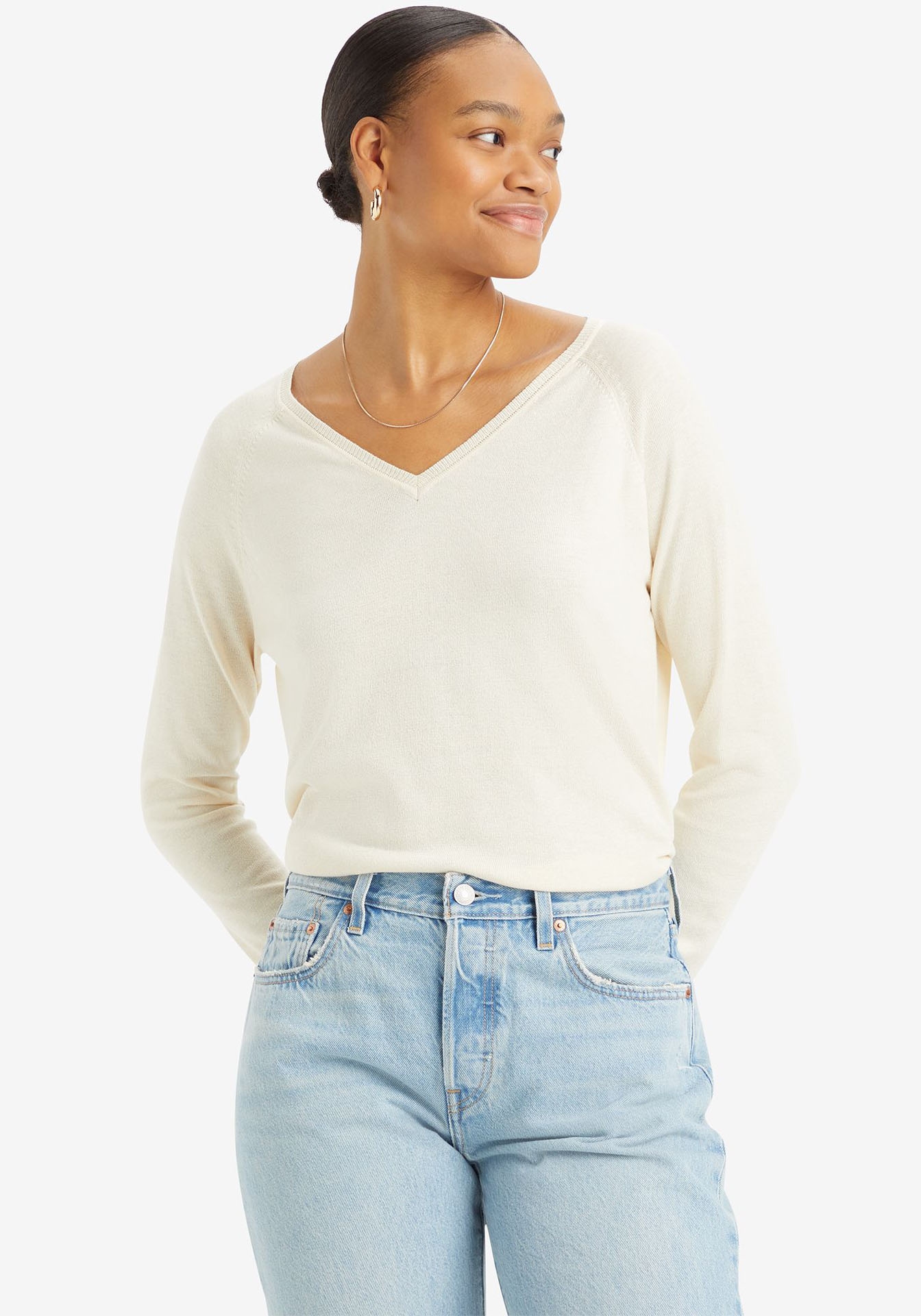 Levi's® Longpullover »PETAL VNECK SWEATER«, mit Rippbündchen