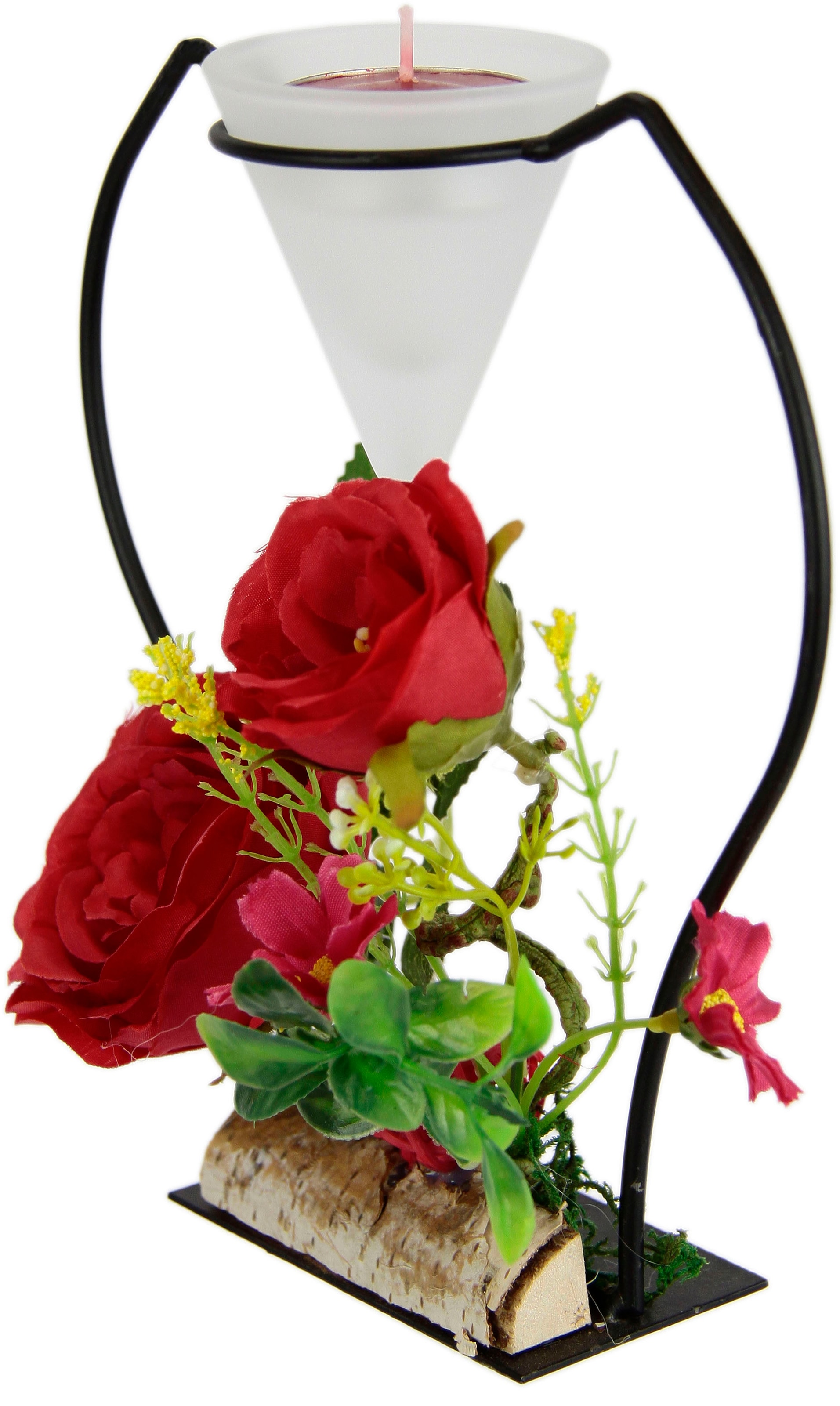 I.GE.A. Teelichthalter »Rose«, Metall Kunstblumen Teelichtkerze 3D kaufen Advent Glaseinsatz bequem Kerzenständer