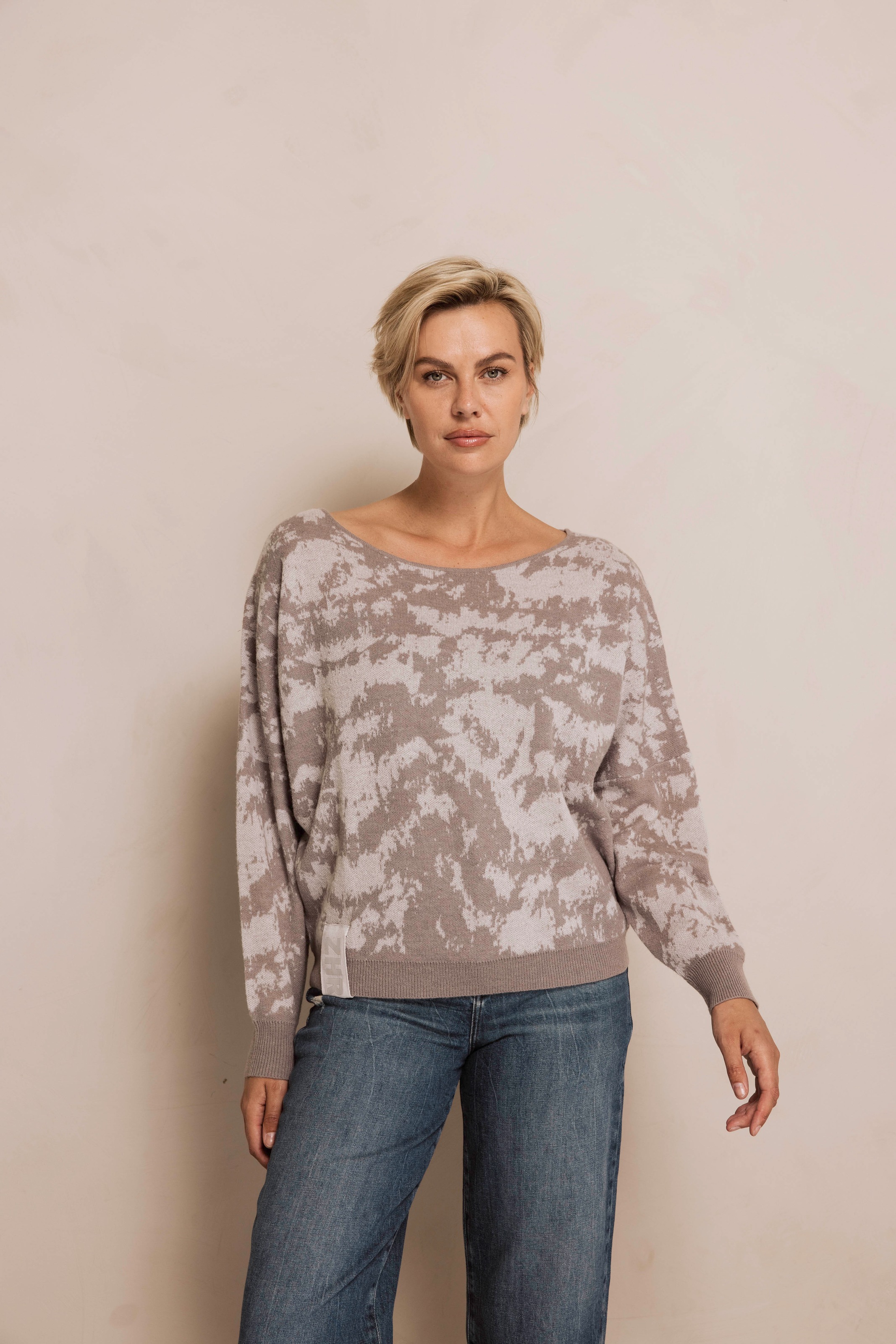 Image of Zhrill Strickpullover "ZHTALIA CAMO" mit langen Ärmeln, aus Polyamid, Polyacryl, Wolle und Alpaka