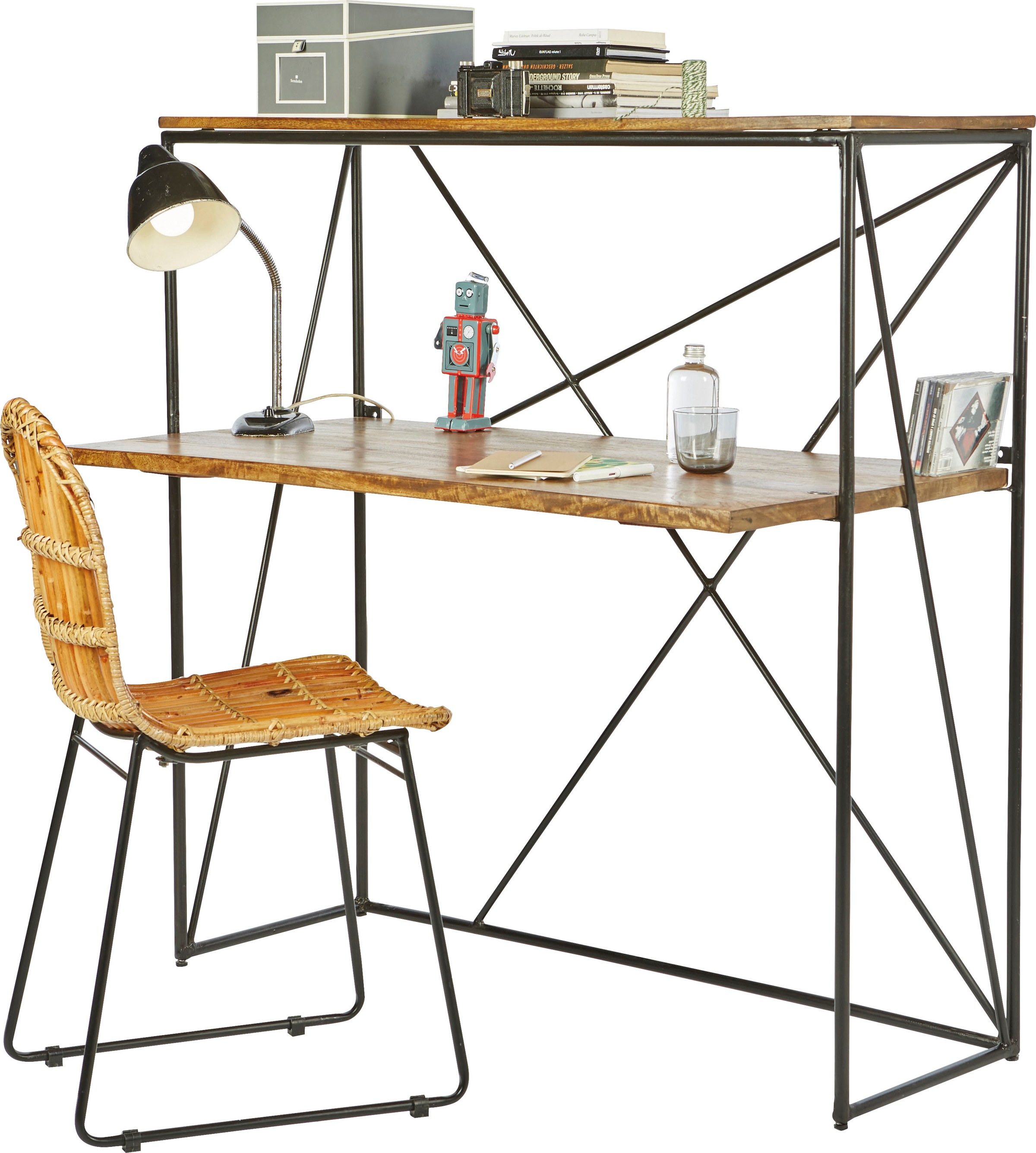 SIT Sekretär »T-NEST SHELF OFFICE LOW« mittelhohes, offenes Sekretärregal, aus Mangoholz und Metall