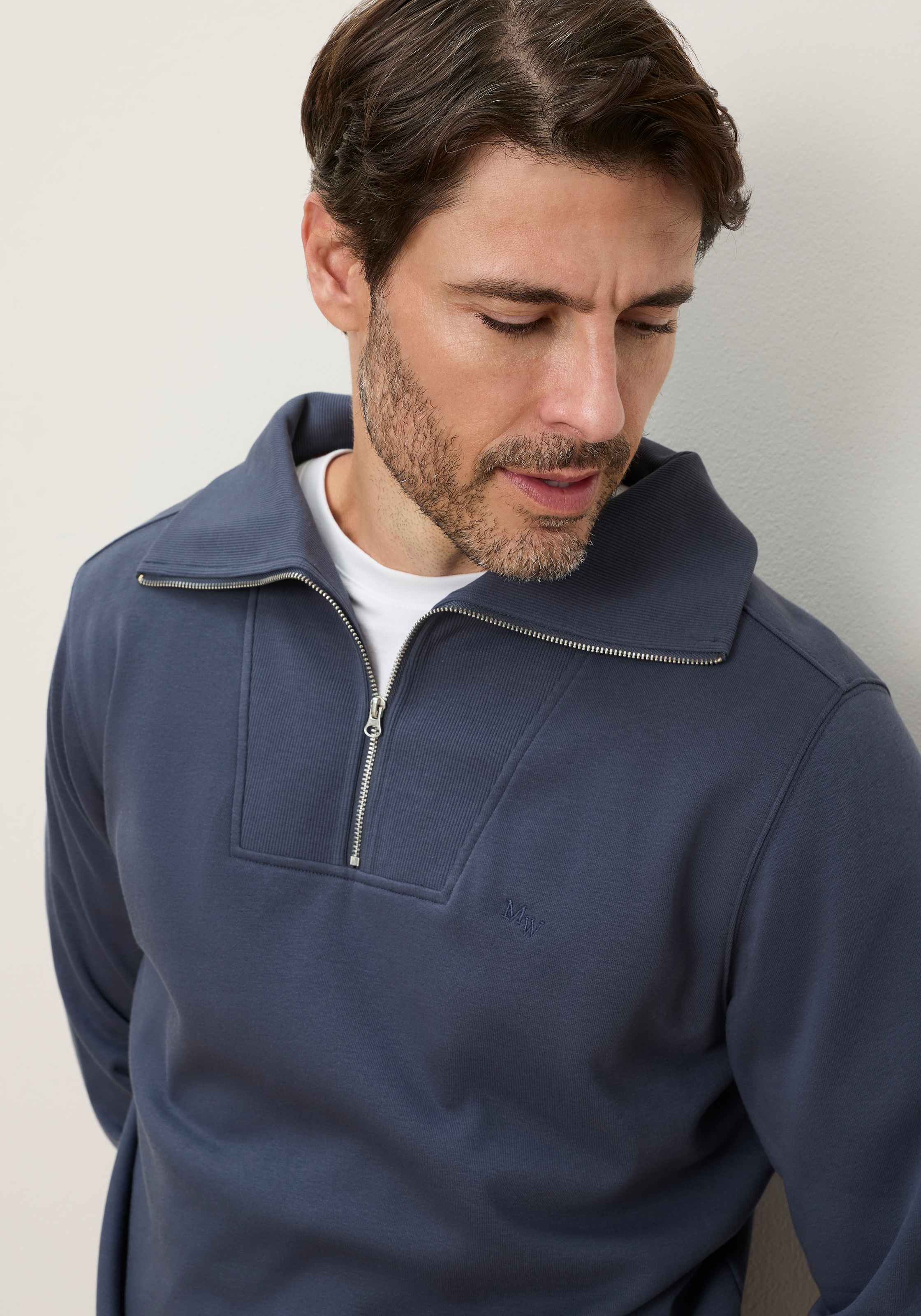 Man's World Sweat-shirt , tendance : pull à col montant avec touche maritime – décontracté, simple, polyvalent
