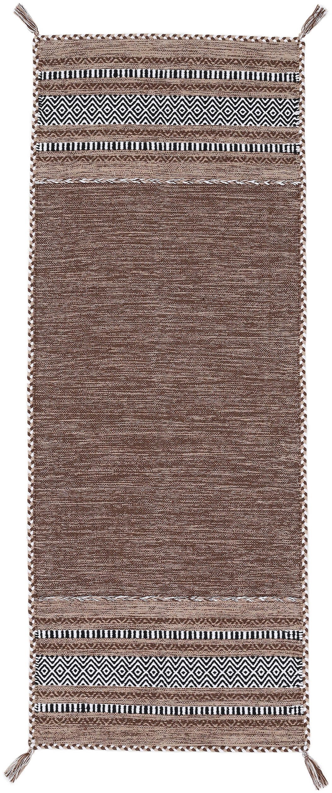 Image of carpetfine Läufer »Kelim Azizi«, rechteckig, 5 mm Höhe, Baumwolle, Wendeteppich mit Fransen, Wohnzimmer bei Ackermann Versand Schweiz