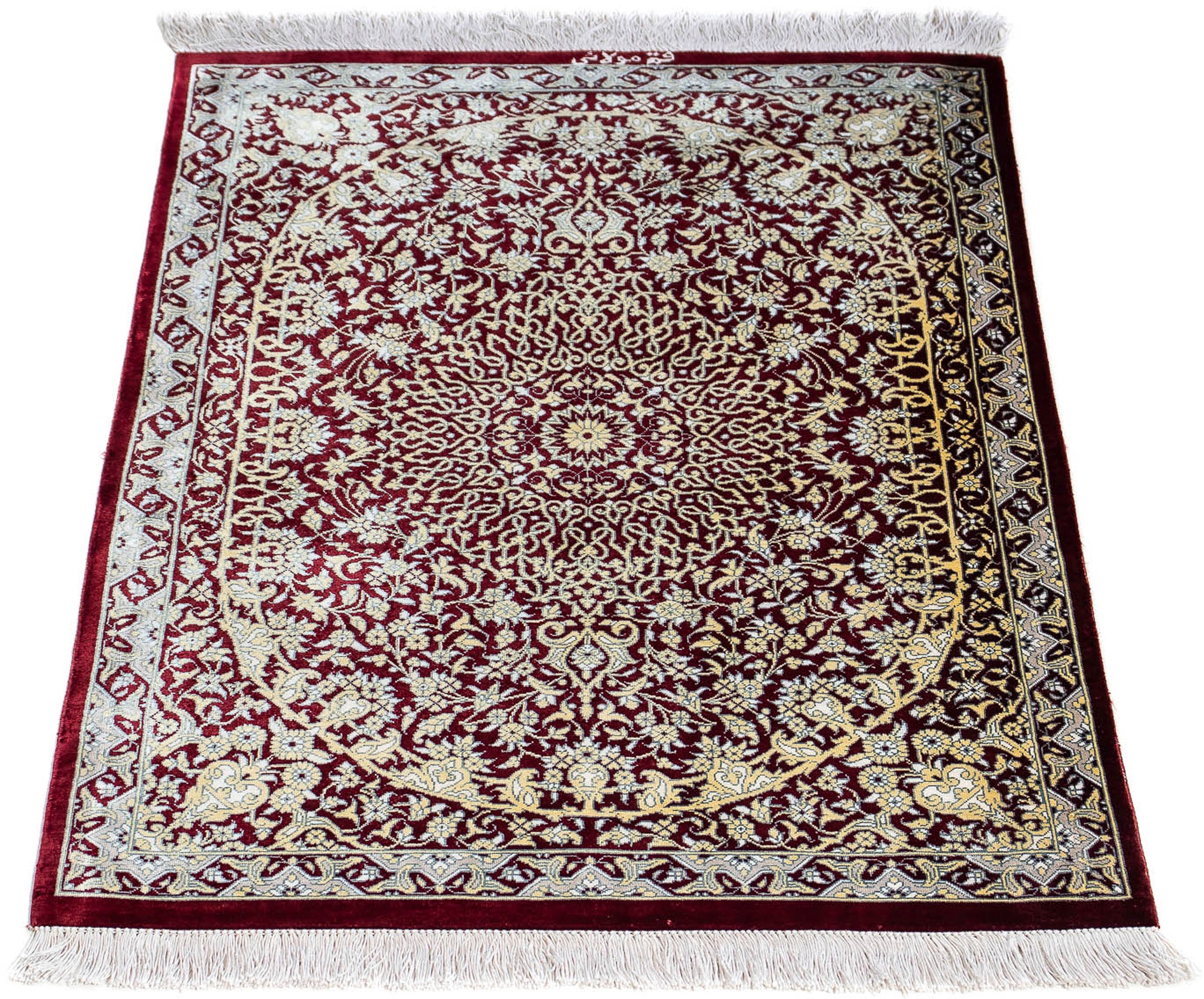 Image of morgenland Orientteppich »Perser - Ghom - 78 x 54 cm - dunkelrot«, rechteckig, 10 mm Höhe, Wohnzimmer, Handgeknüpft, Einzelstück mit Zertifikat bei Ackermann Versand Schweiz