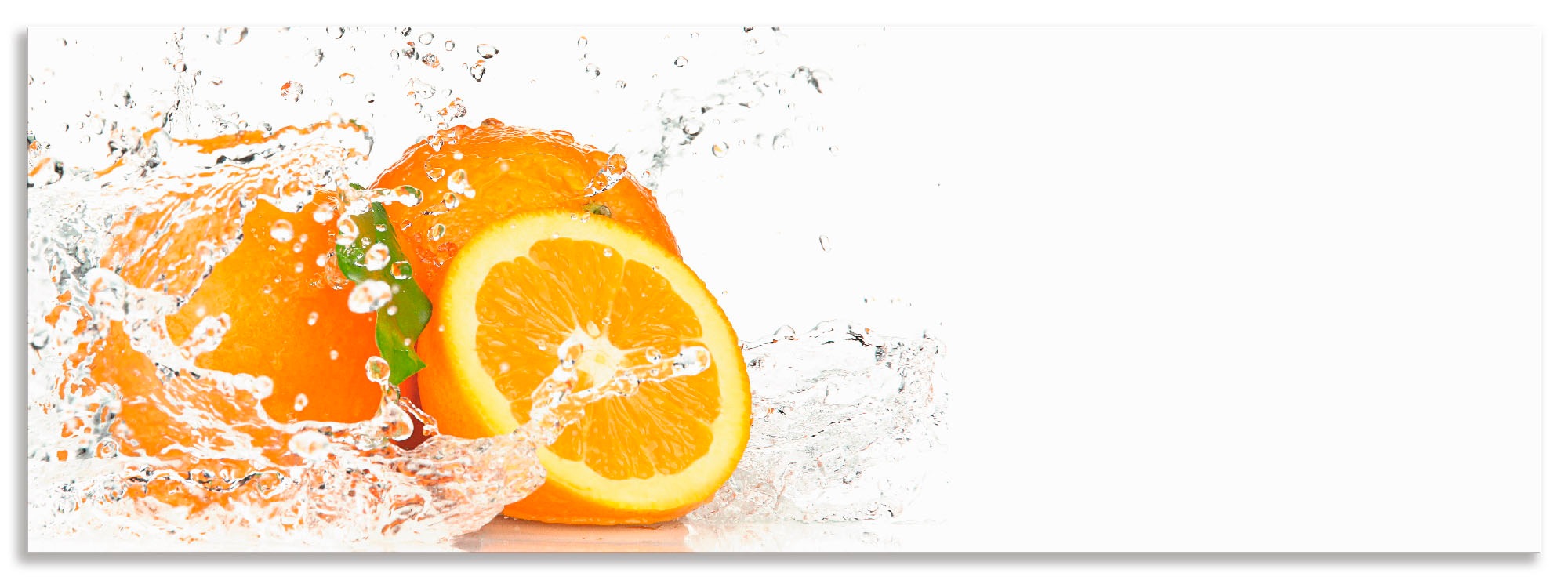 Image of Artland Küchenrückwand »Orange mit Spritzwasser«, (1 tlg.), selbstklebend in vielen Grössen - Spritzschutz Küche hinter Herd u. Spüle als Wandschutz vor Fett, Wasser u. Schmutz - Rückwand, Wandverkleidung aus Alu bei Ackermann Versand Schweiz