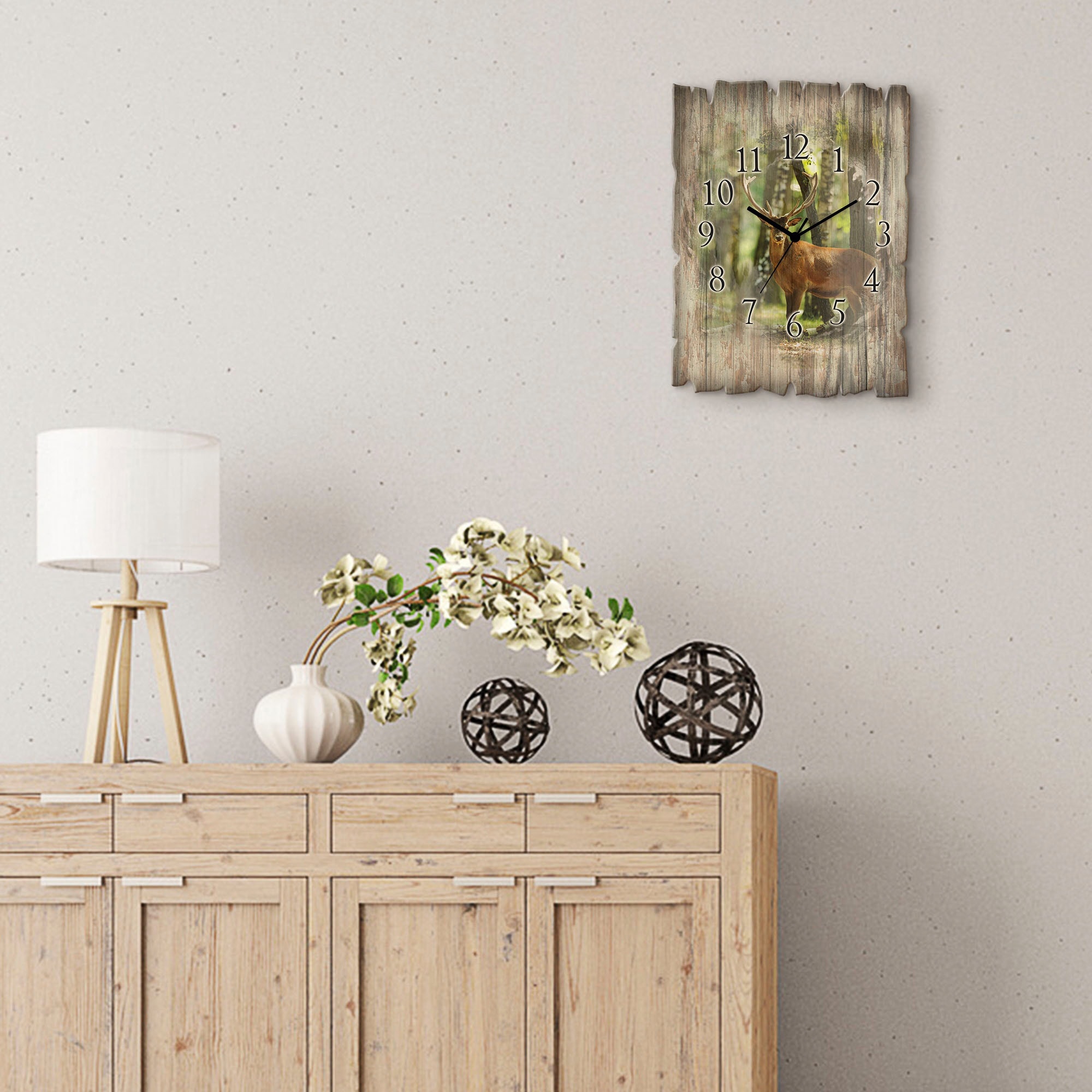 Artland Wanduhr »Hirsch 4 - Wald« wahlweise mit Quarz- oder Funkuhrwerk, lautlos ohne Tickgeräusche