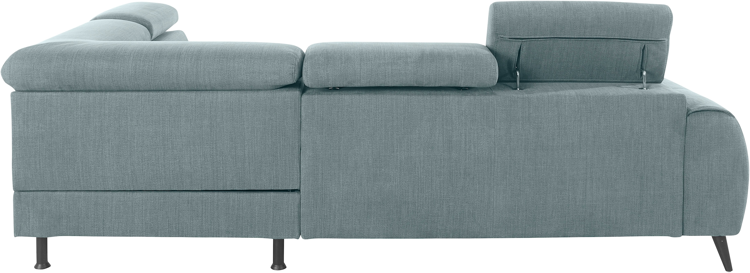 COTTA Ecksofa »Mia L-Form mit 3 Zierkissen«, wahlweise mit Bettfunktion, Bettkasten, Beleuchtung & Wireless-Charger