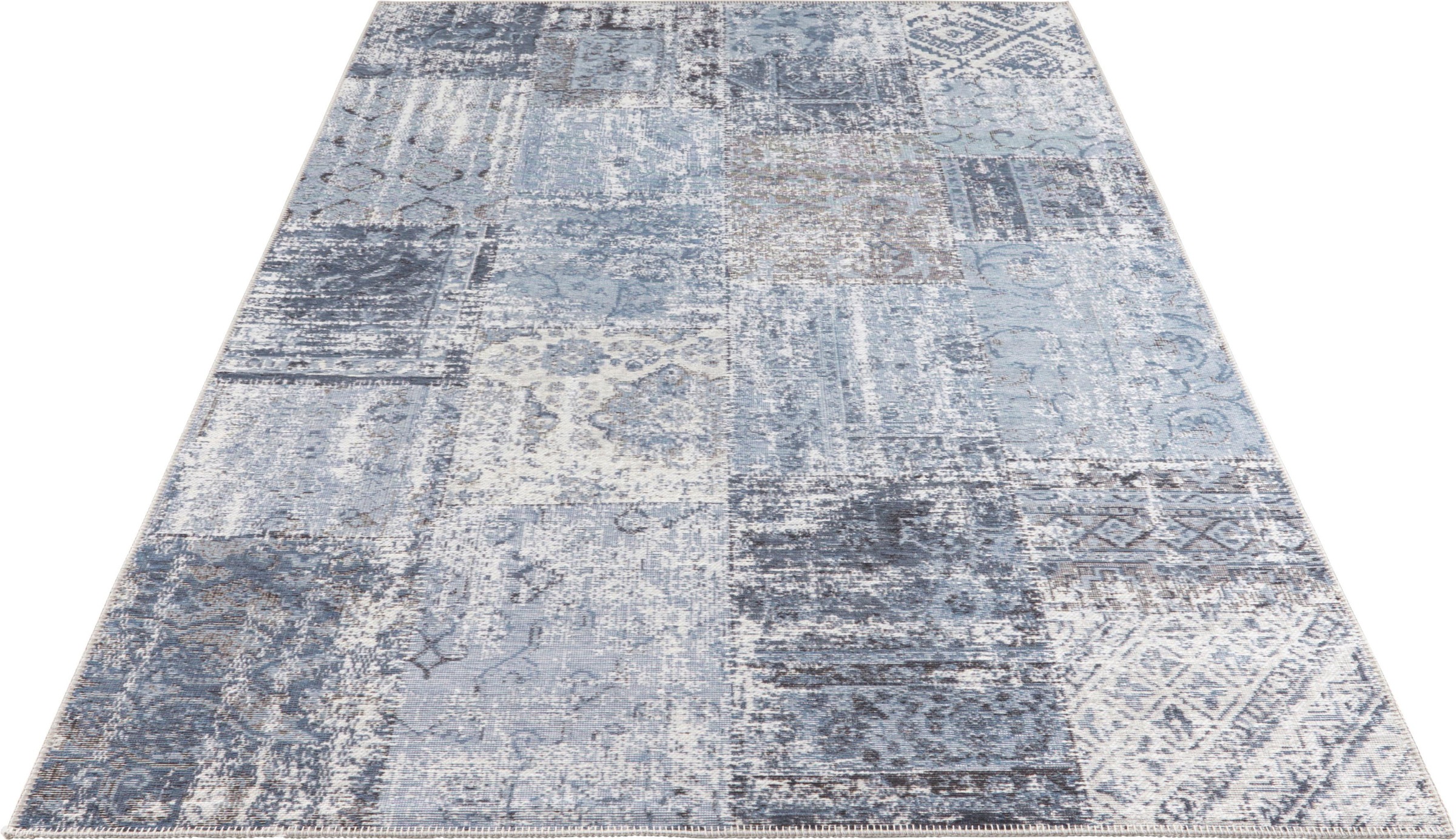 Image of ELLE DECORATION Teppich »Denain«, rechteckig, 4 mm Höhe, Flachgewebe, Vintage Patchwork, hochwertiger Materialmix, Wohnzimmer, Schlafzimmer, Robust, Pflegeleicht. bei Ackermann Versand Schweiz