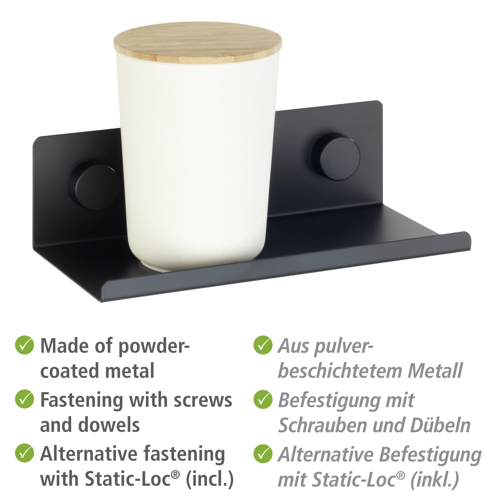 WENKO Étagère de cuisine »Modell Jet S« Regal für die Wand, Industrial Style, pulverbeschichtetes Metall