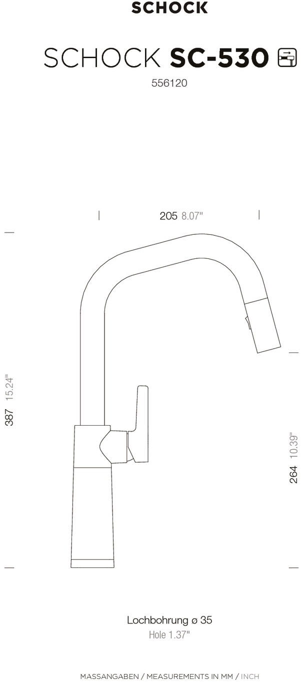 Schock Küchenarmatur »SC530« ausziehbar, Strahl-Brause, Rückflussverhinderer, Schwenkbereich 120°