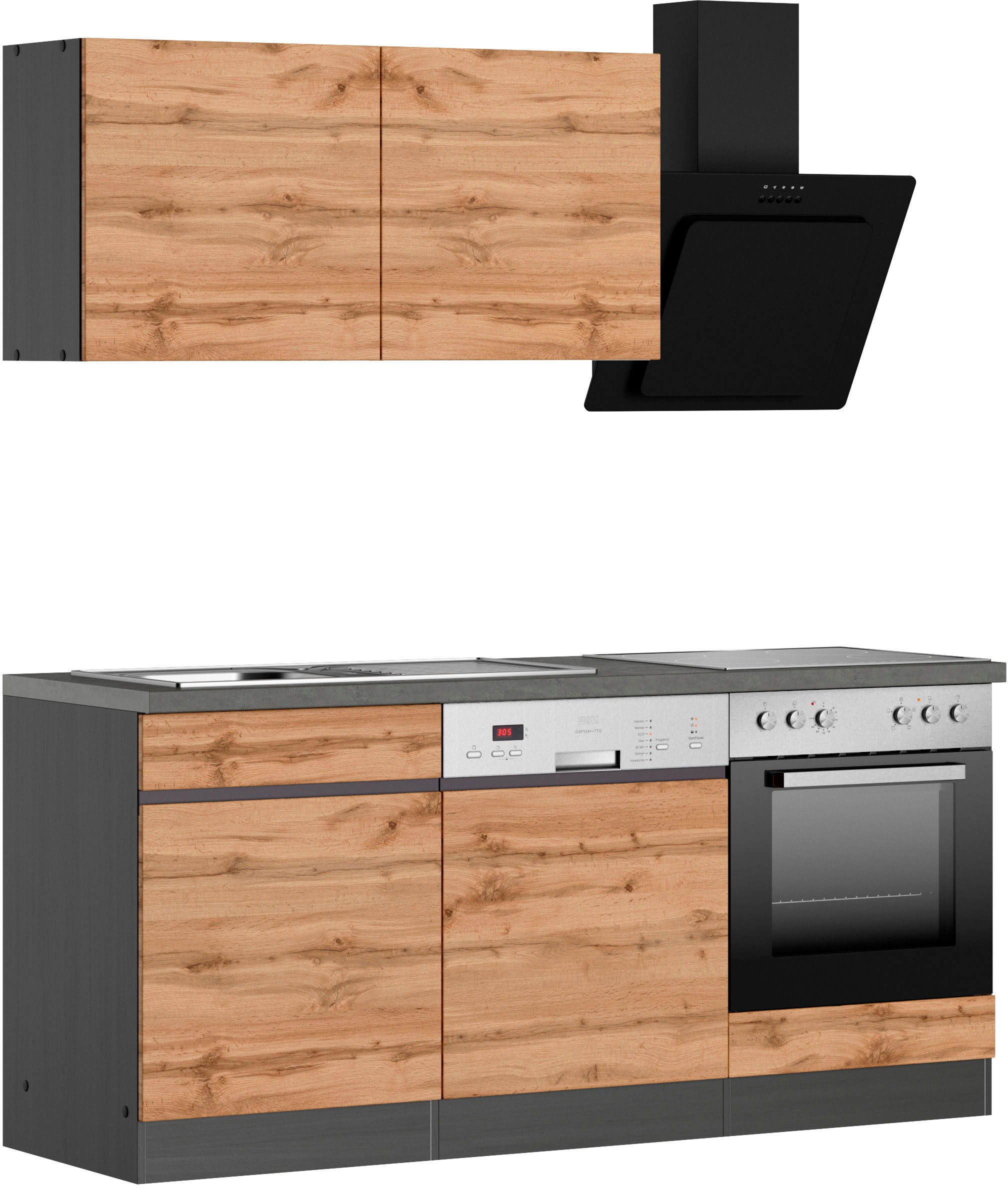 KOCHSTATION Kitchenette »KS-Riesa« largeur d’installation 180 cm, avec ou sans appareils électriques au choix