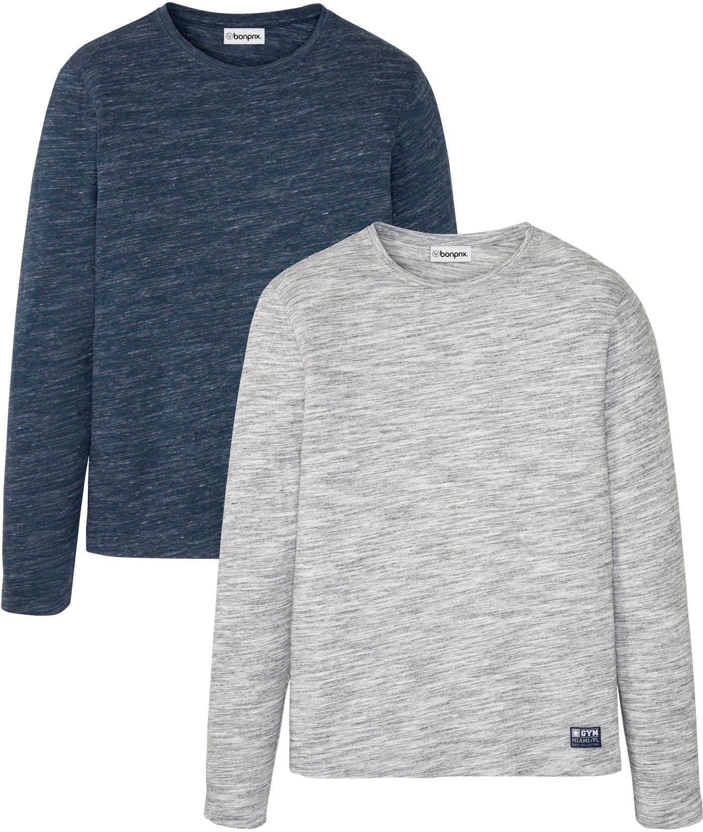 Image of bonprix Langarmshirt Packung, 2 tlg. regular fit Passform, Rundhalsausschnitt