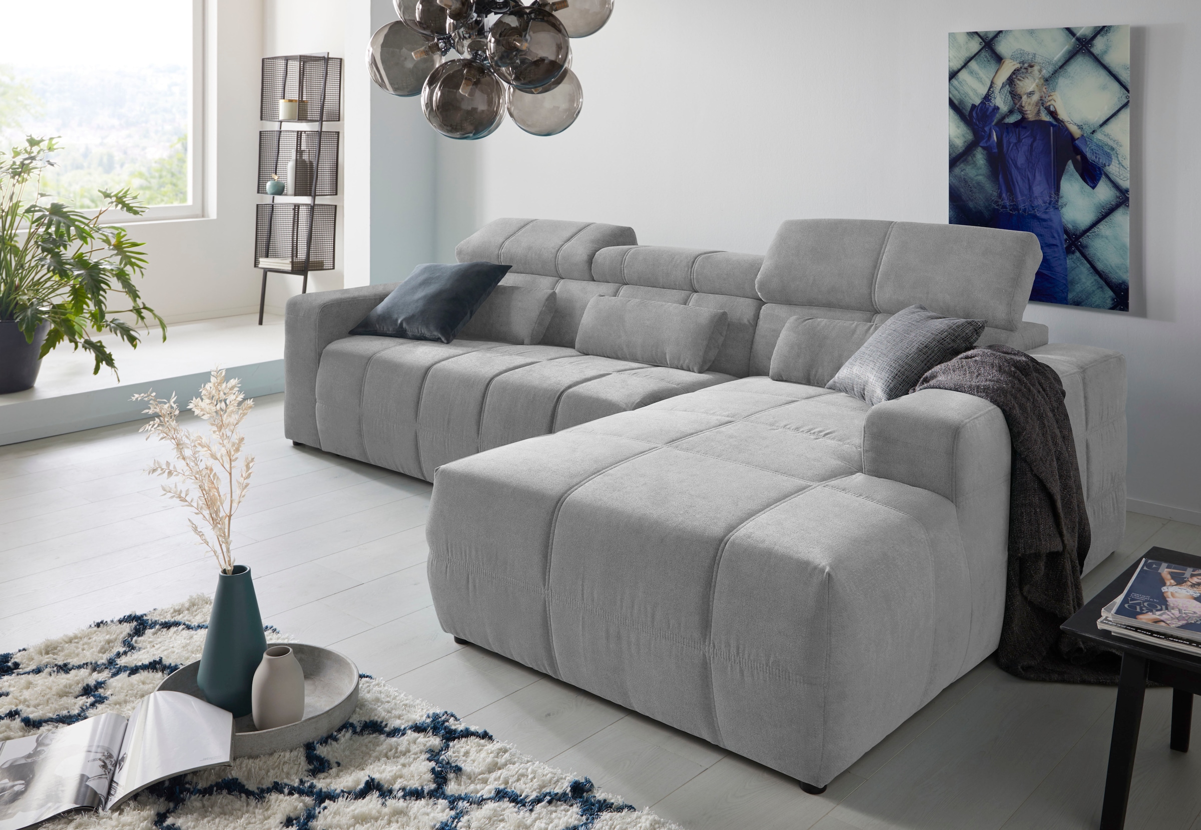Image of DOMO collection Ecksofa "BRANDON 289x177x80 cm, whlw. mit Sitztiefenverstellung, L-Form" mit Kopfteilverstellung, wahlweise Sitztiefenverstellung, L-Form