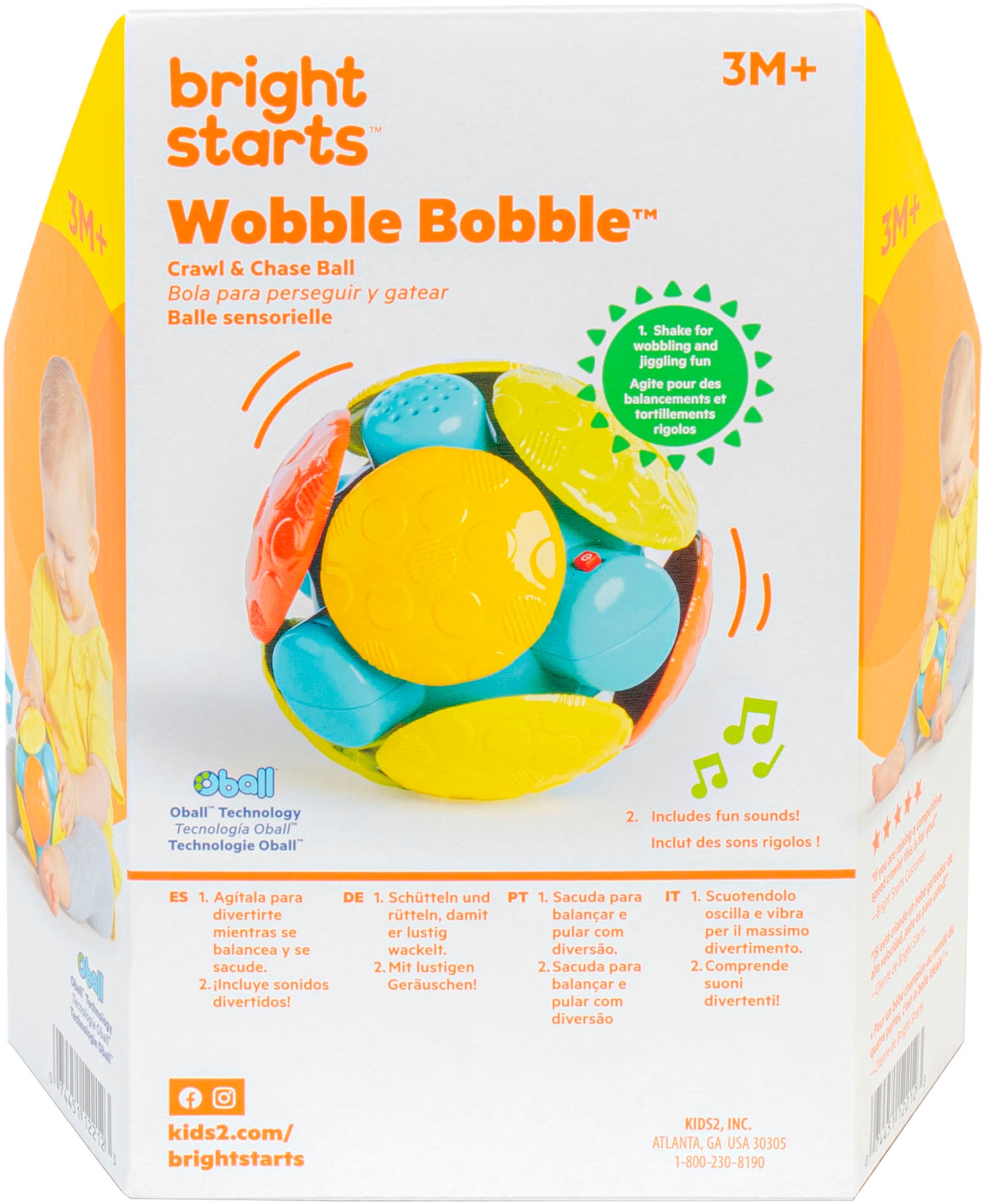 Bright Starts Jouet de préhension »Wobble Bobble™ Crawl & Chase Ball«