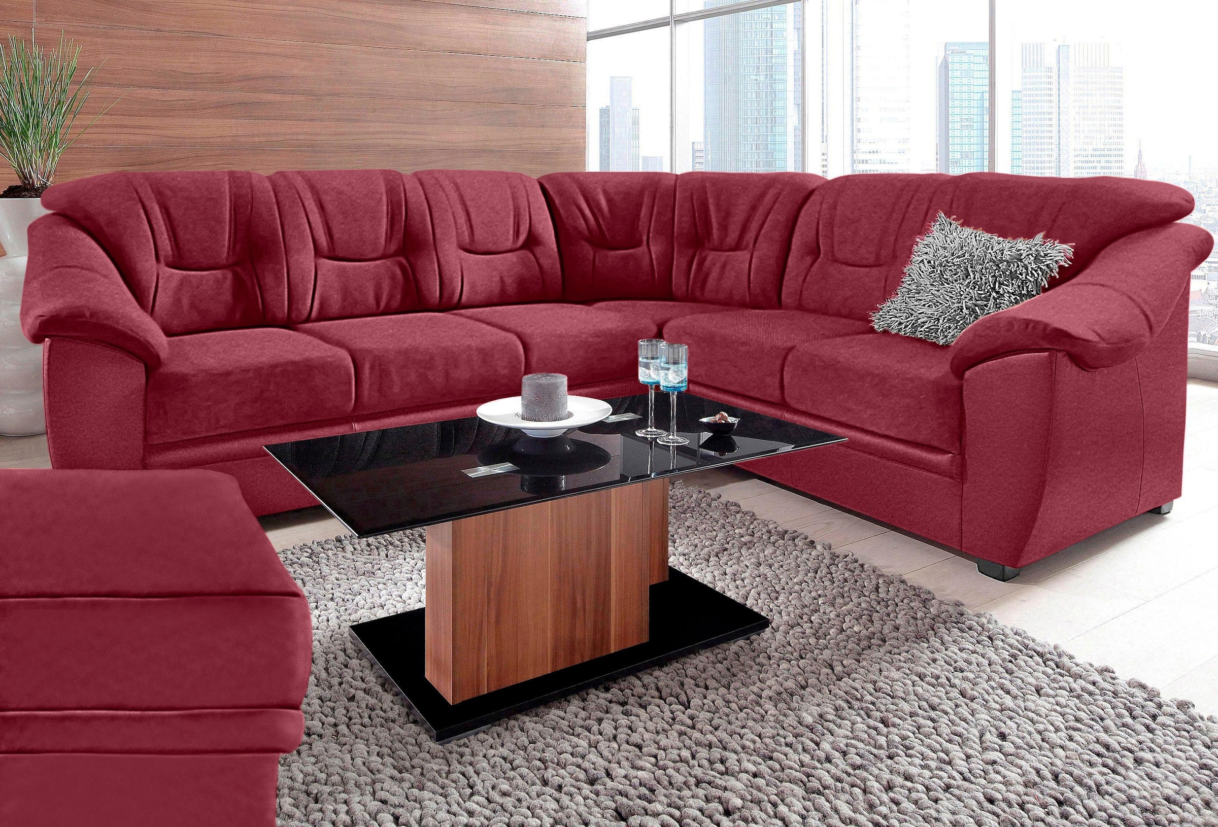 sit&more Ecksofa »Savona L-Form«, wahlweise mit Bettfunktion, inklusive Federkern, frei im Raum stellbar