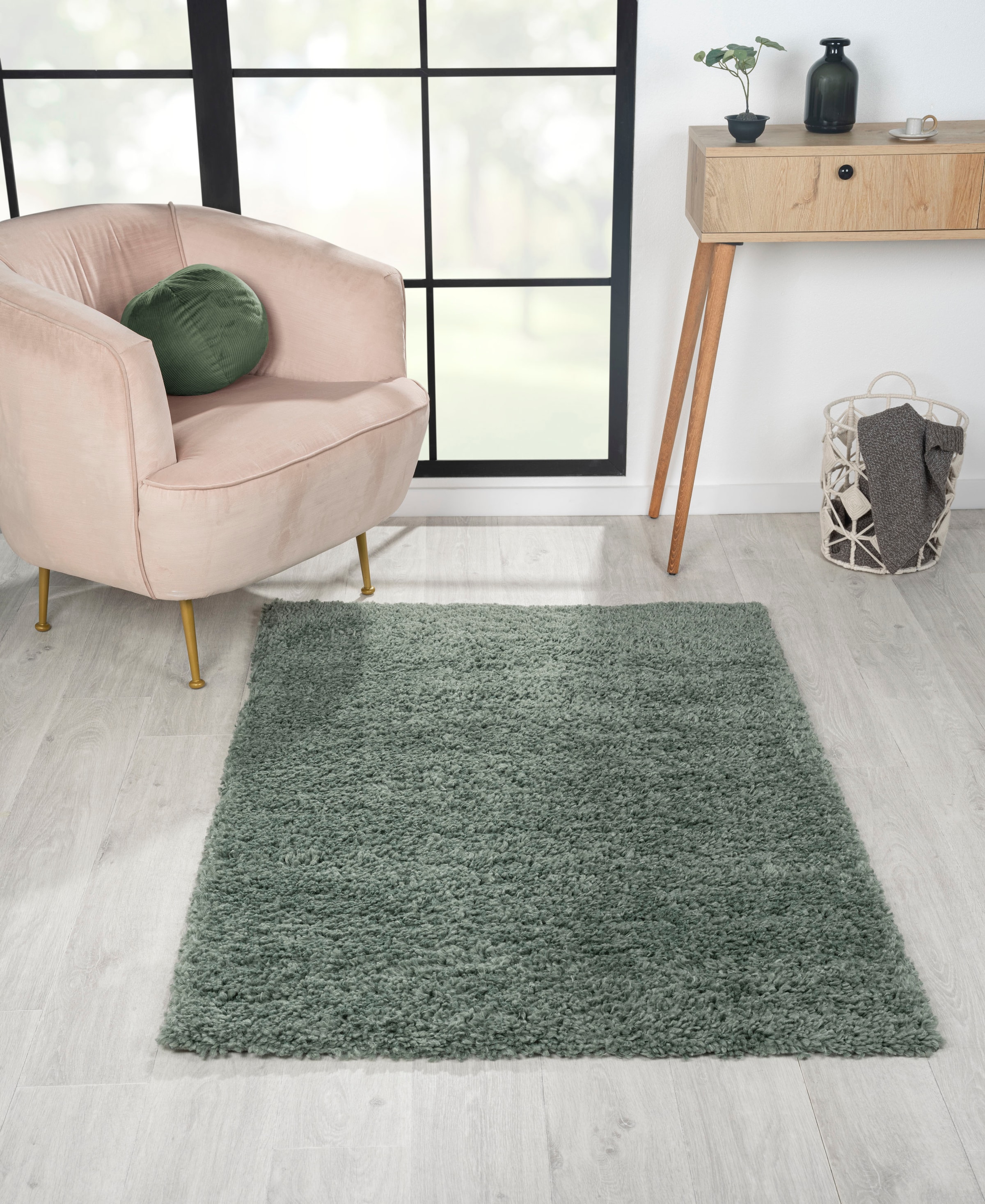 Myflair Möbel & Accessoires Hochflor-Teppich »My Shaggy«, rechteckig, 37 mm Höhe, Shaggy, Uni-Farben, leicht glänzend, Microfaser, extra flauschig