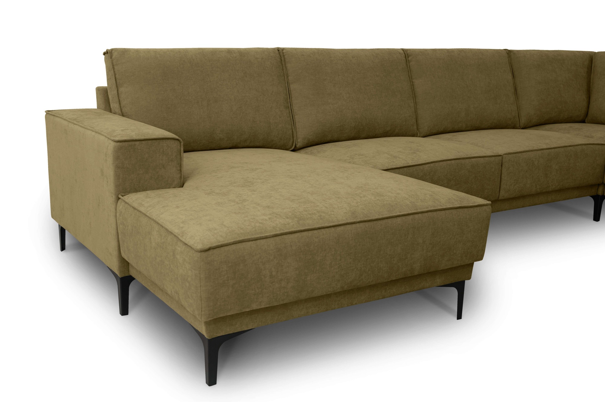 Places of Style Wohnlandschaft »XXL Sofa Oland, Struktur, Flachgewebe, Luxus-Microfaser, Boucle«, U-Form, 342 cm, Wellenunterfederung, Skandi-Design, Metallfüsse