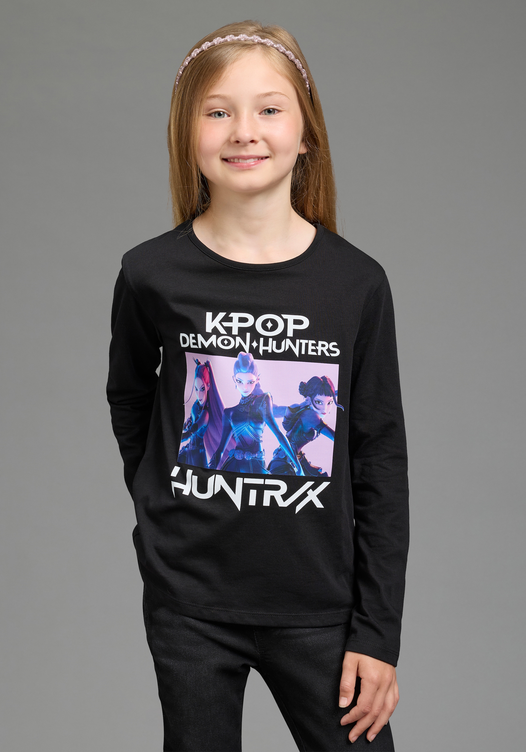 Image of KIDSWORLD Langarmshirt "K-POP DEMON HUNTERS Shirt" K-Pop Shirt, hüftlang, mit Rundhalsausschnitt, Basic Passform