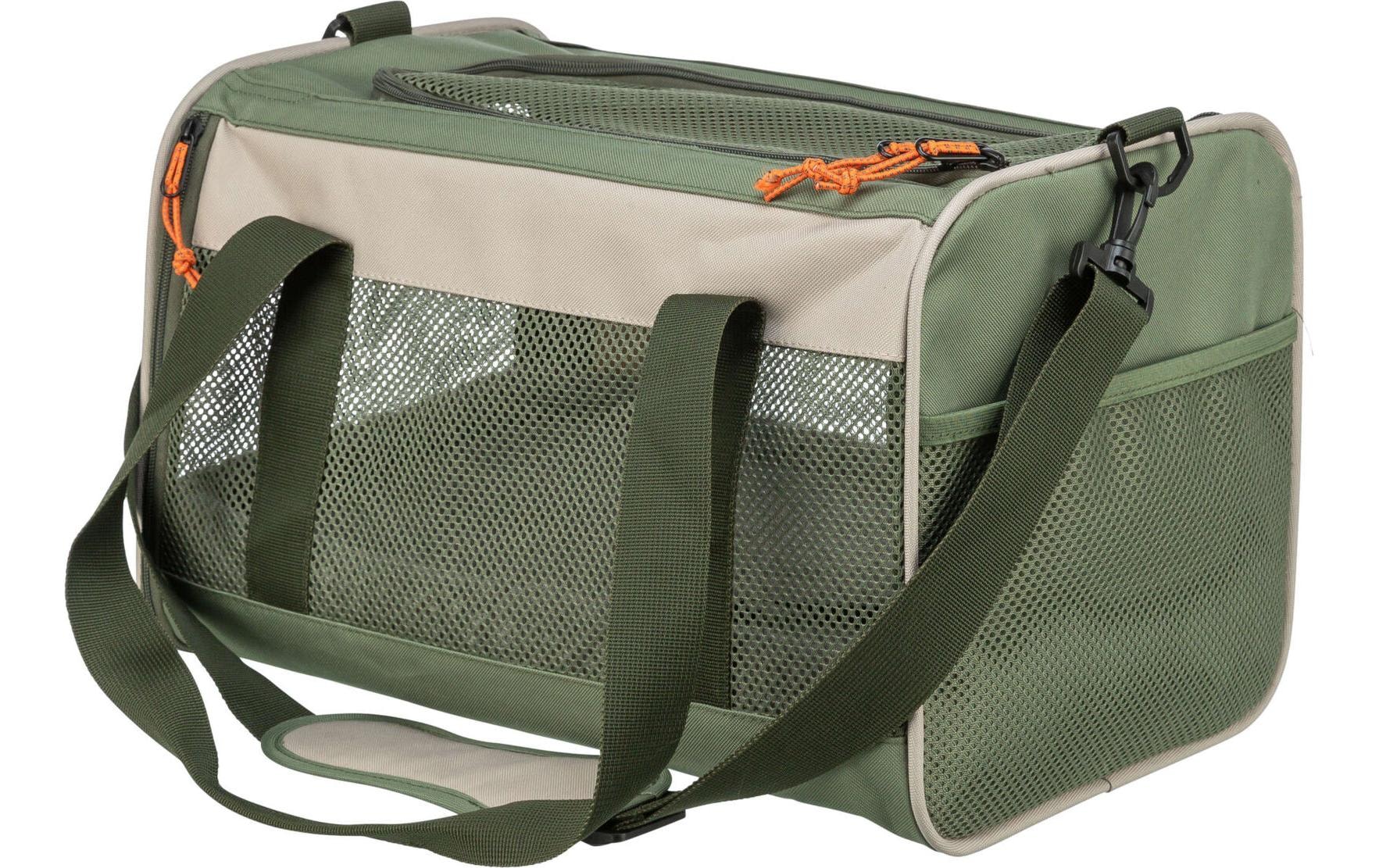 TRIXIE Sac de transport pour animaux »Marlon 27 x 27 x 43 cm« Plaque de fond rembourrée, laisse courte intégrée empêche de sauter dehors
