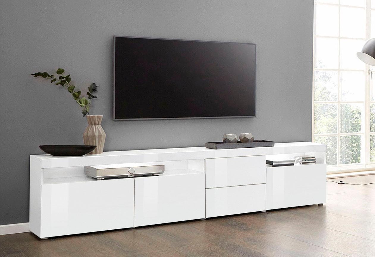 Image of borchardt Möbel Lowboard "Kapstadt, TV-Schrank mit Push-to-open-Funktion, Hochglanz-Dekor" Breite 200 cm, 3 Türen, 2 Schubkästen, Modernes Design made in Germany