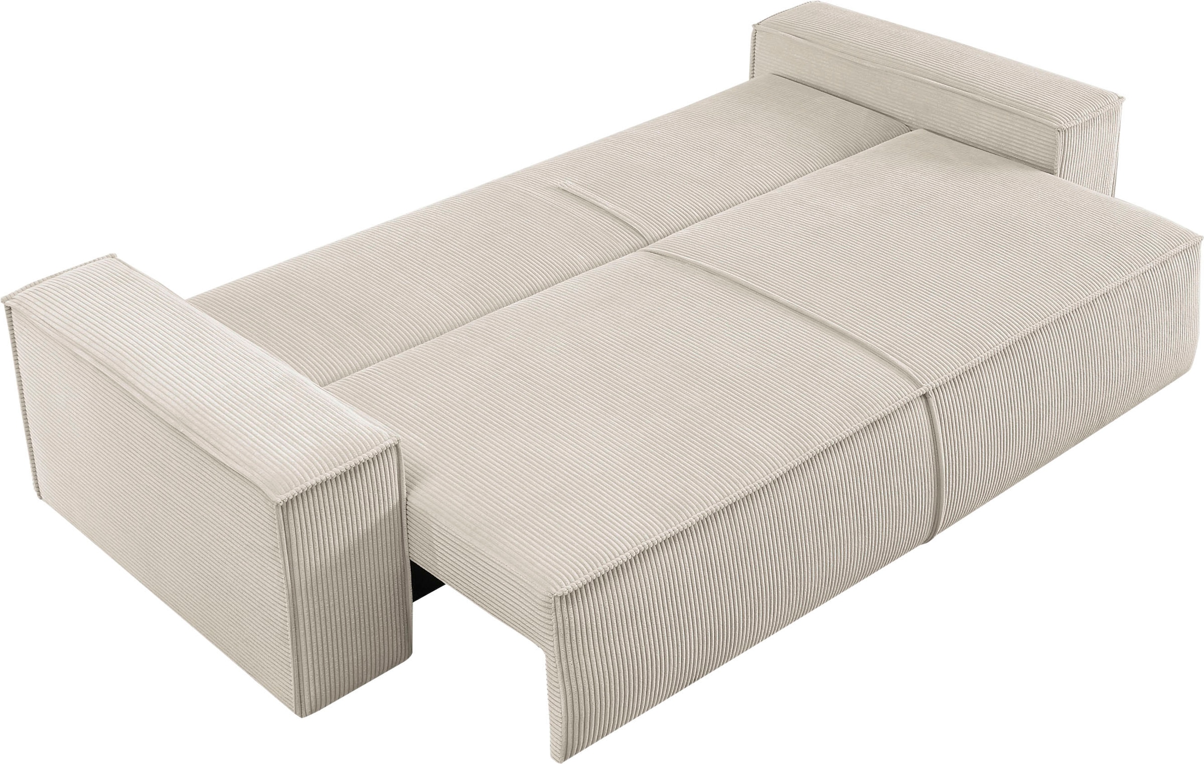GOODproduct 3-places »SHERWOOD Schlafsofa (257cm) Cord, Samtvelours, Vintage-Lederoptik« Schlaffunktion mit Bettkasten (ca. 136/200cm)