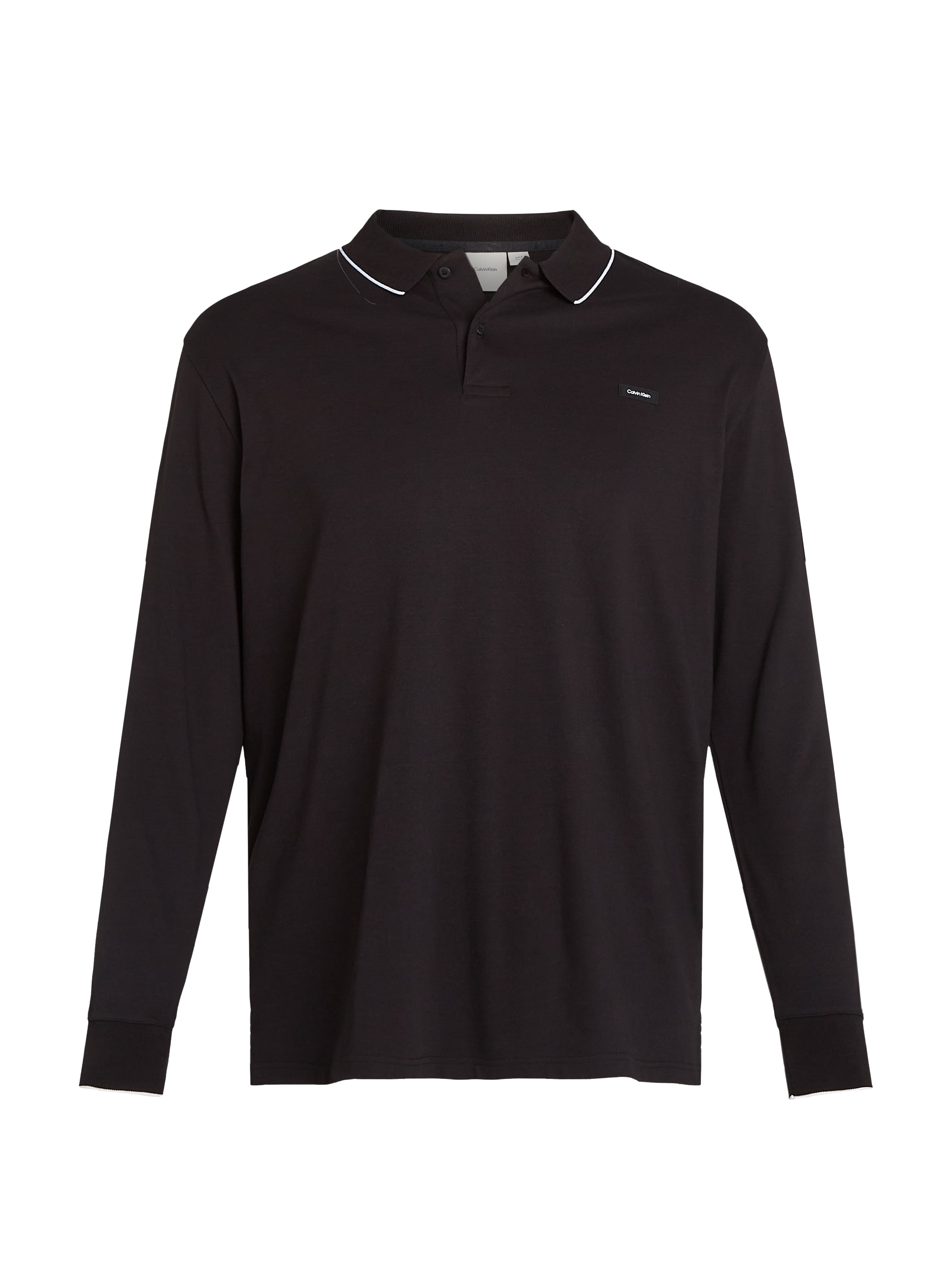 Calvin Klein Big&Tall Langarm-Poloshirt »BT_STRETCH PIQUE TIPPING LS POLO«, in grossen Grössen mit Logopatch
