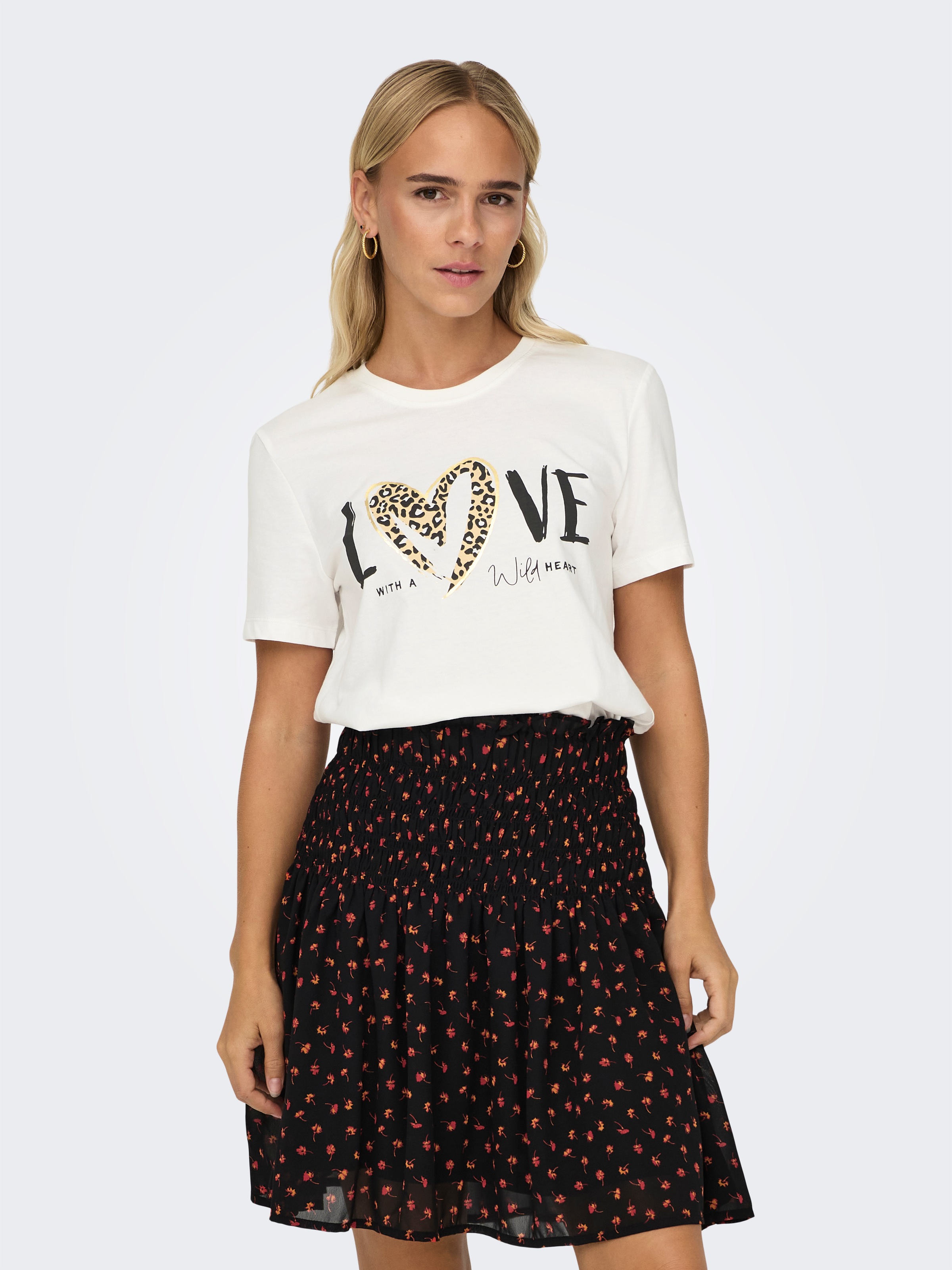 Image of ONLY Kurzarmshirt "ONLFREA S/S WILD TOP BOX JRS" Baumwolle, regular fit, Rundhals