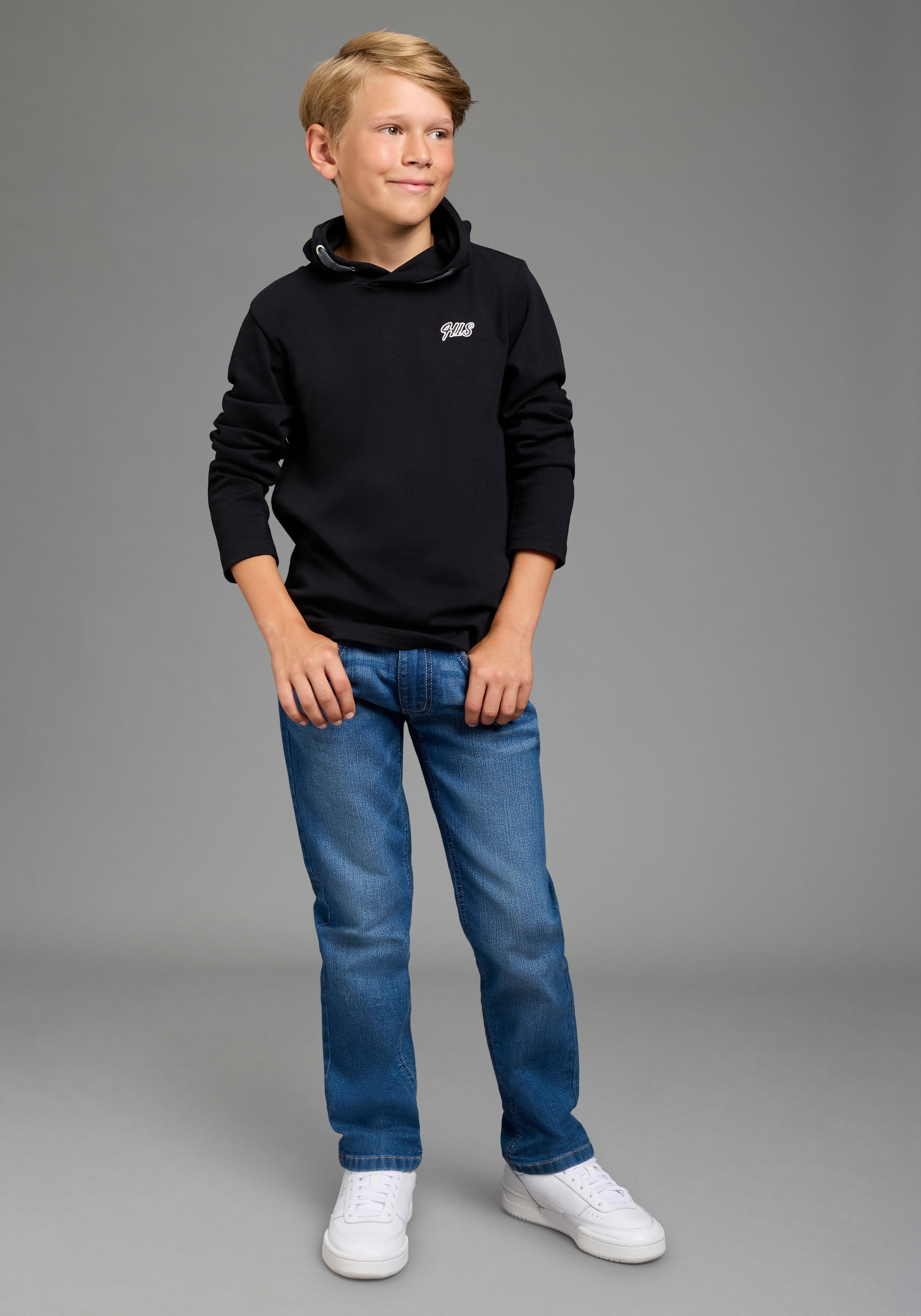 H.I.S Jeans Relax-fit »Stretchjeans in gerader Form für Jungen« pour TEENS. jean droit avec lavage authentique