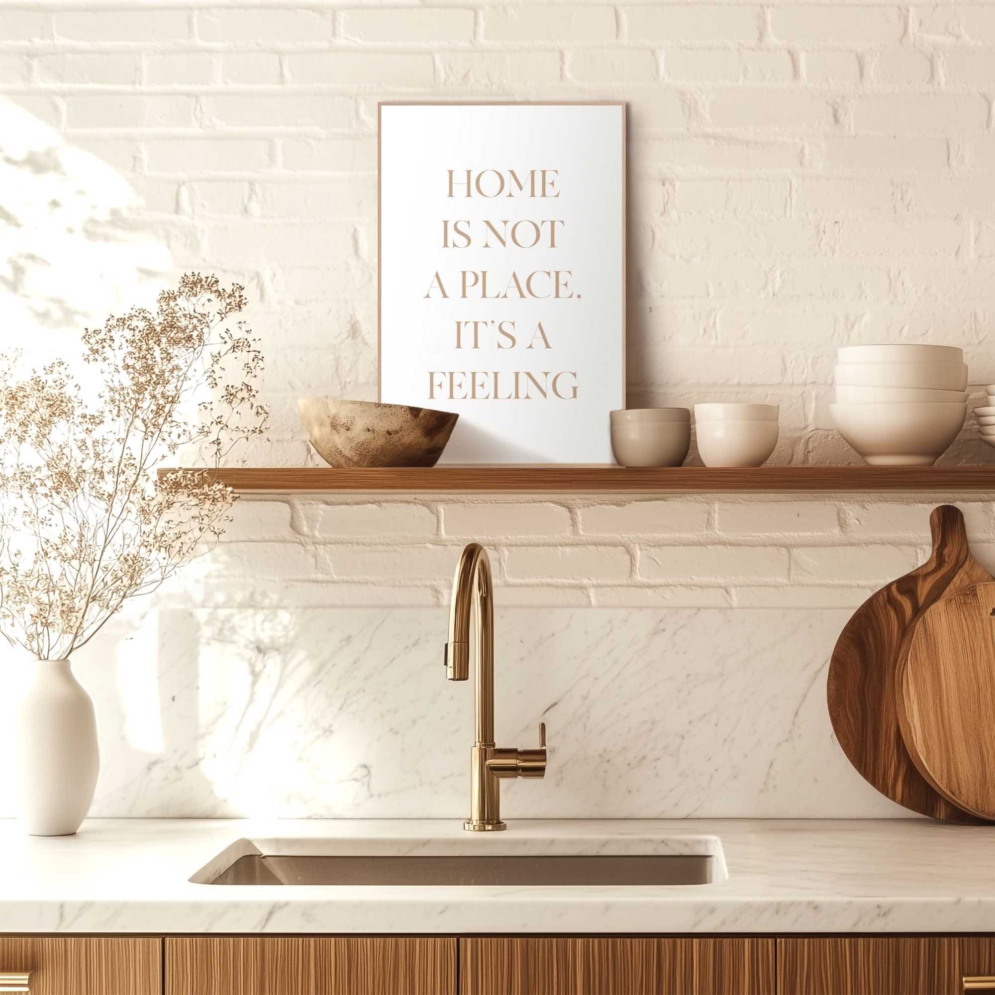 Reinders! Poster »Feeling Home«, Wohnzimmer - Goldfarben - MDF - Sprüche - 20x30 cm