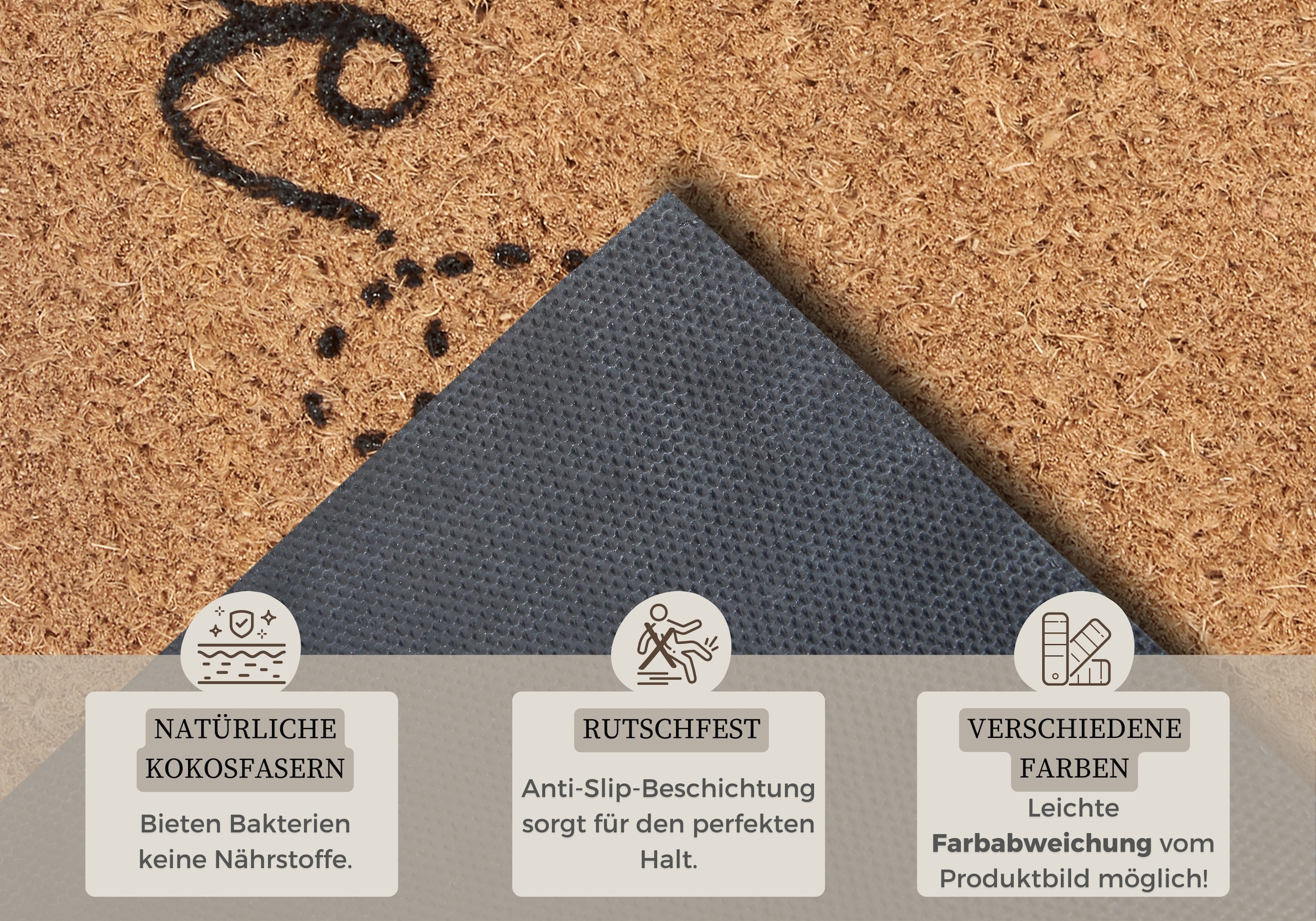 HANSE Home Fussmatte »Kokos Bee Welcome, Türmatte«, rechteckig, 15 mm Höhe, Kokos, Schmutzfangmatte, Outdoor, Rutschfest, Innen, Kokosmatte, Flur