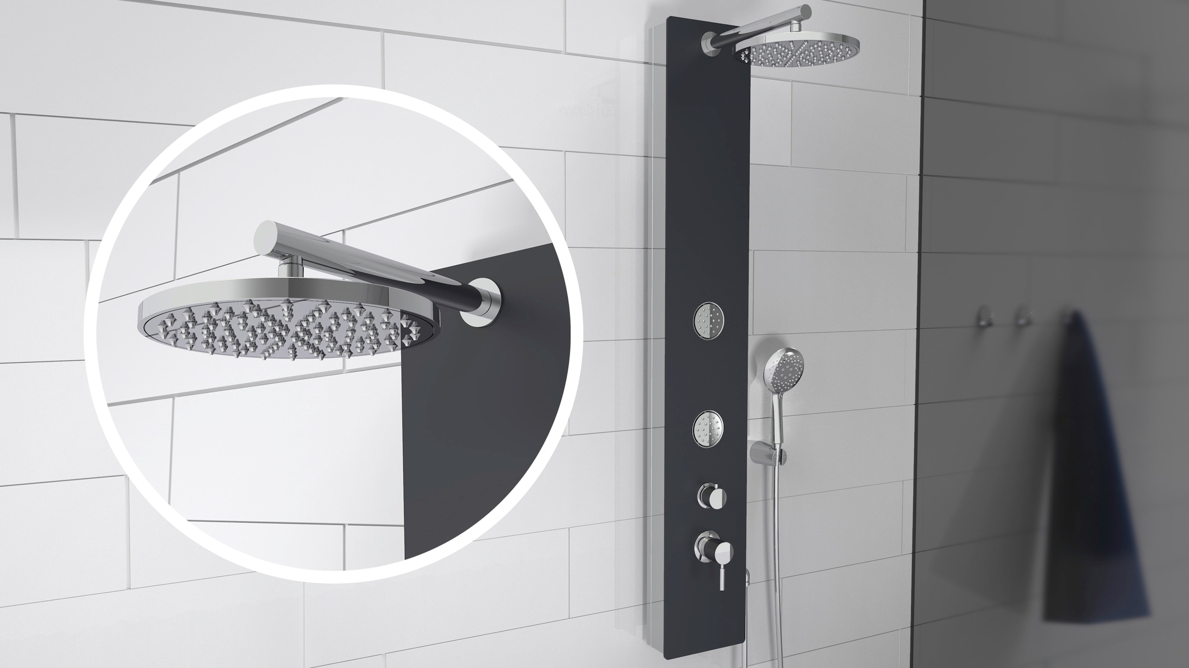 Schütte Duschsäule Duschsystem mit Regendusche & Massagedüsen,Handbrause mit 3 Funktionen