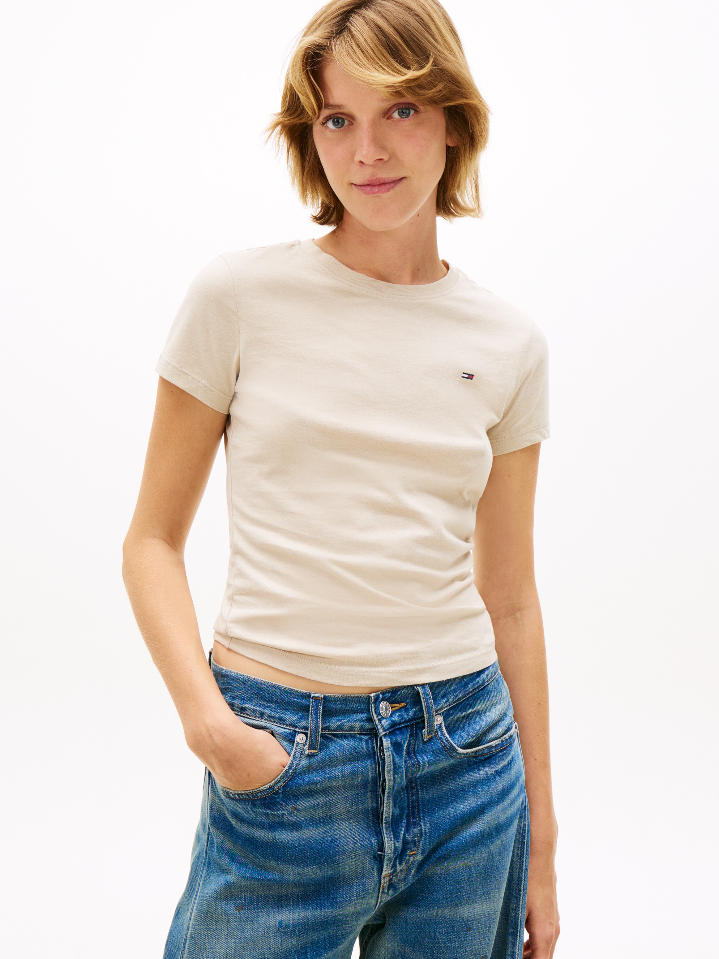 Tommy Jeans Kurzarmshirt »TJW 3PACK C-NECK TEE« Packung, 3er-Pack, 3 Stk. Slim, unifarbenes Design