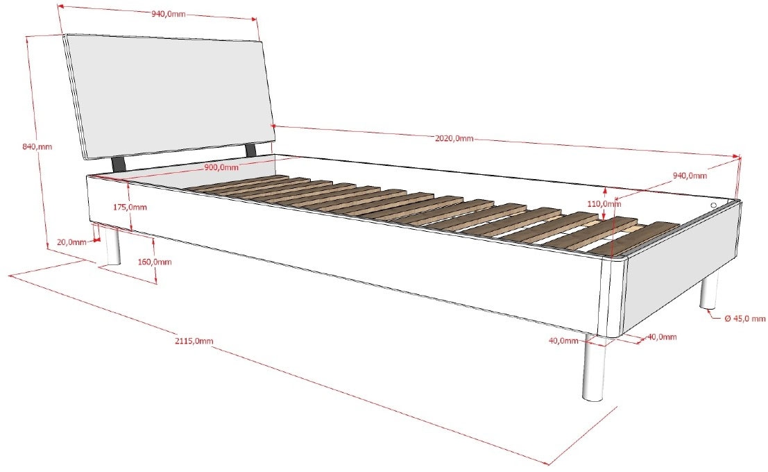 Vipack Einzelbett »Forrest, mit oder ohne Polsterkopfteil, in modernem Design« Liegefläche 90x200 cm inkl. Massivholz Rolllattenrost,  wahlweise in Buche oder Eiche massiv, Lieferung ohne Matratze