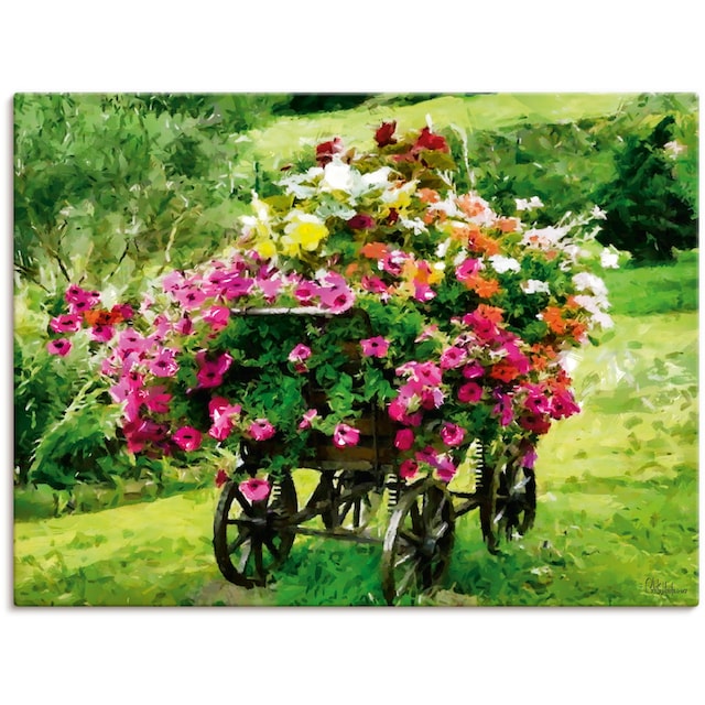 Artland Wandbild »Kutsche mit Blumen«, Blumenbilder, (1 St.), als Alubild,  Leinwandbild, Wandaufkleber oder Poster in versch. Grössen kaufen