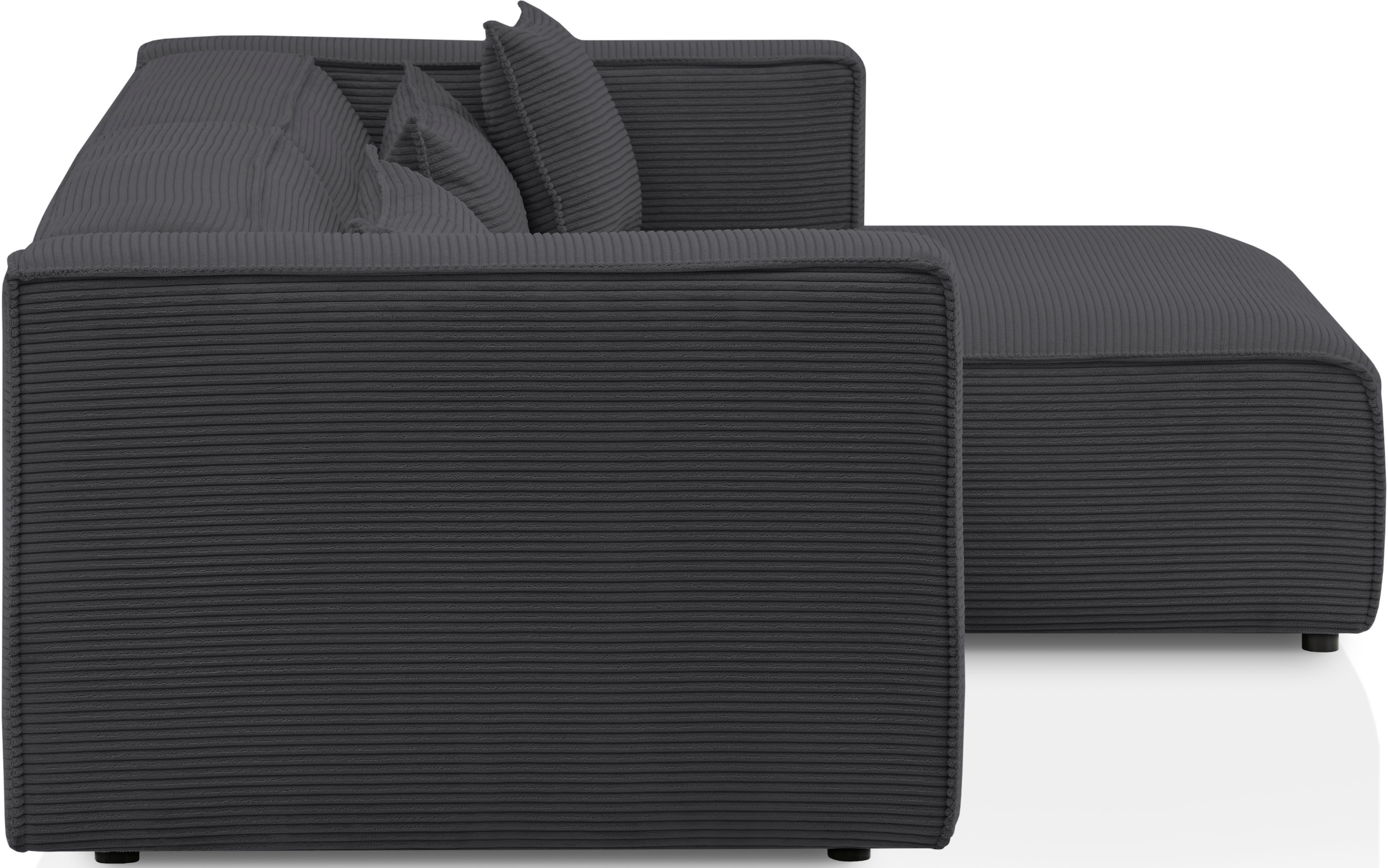 LeGer Home by Lena Gercke Canapé d'angle »PIARA mit Kedernaht, Cord, Leinenoptik o. Strukturstoff, Couch, L-Form« wahlweise Ottomane rechts/links, schwarze Füsse, bequemer Sitzkomfort