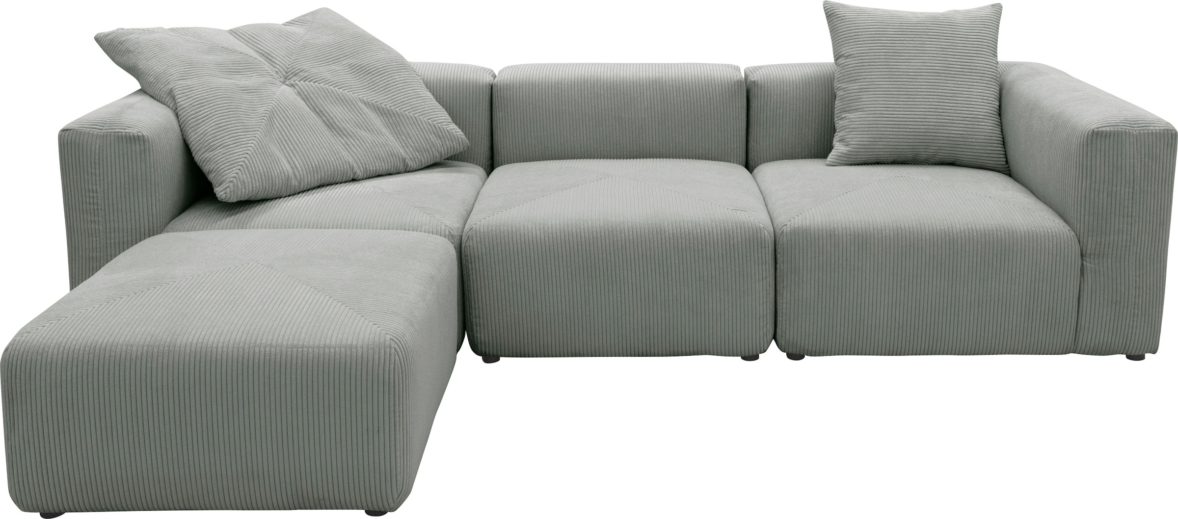 RAUM.ID Ecksofa »Gerrid L-Form«, Cord-Bezug, Modulsofa, bestehend aus Eck- und Mittelelement + Hocker