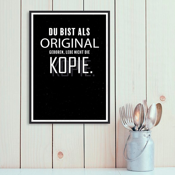 Image of queence Metallbild "Kopie" Schriftzug Schriftzüge 1 Stk. tlg. Stahlschilder