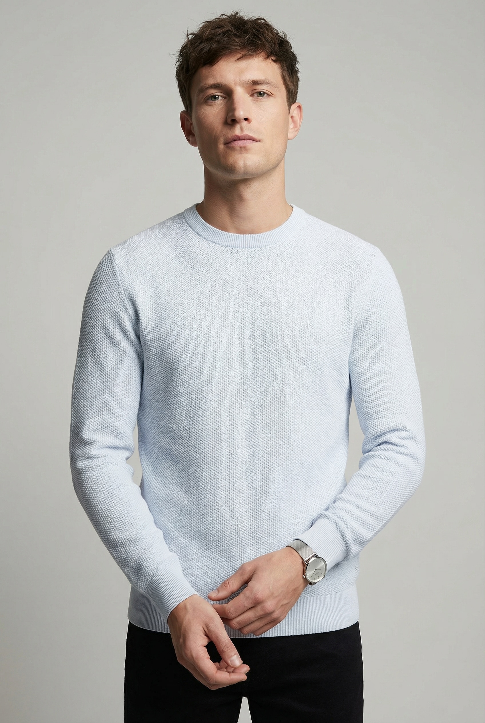 Image of Calvin Klein Rundhalspullover "LS TEXTURED COTTON CREWNK SWEATE" Regular fit mit Rundhalsausschnitt