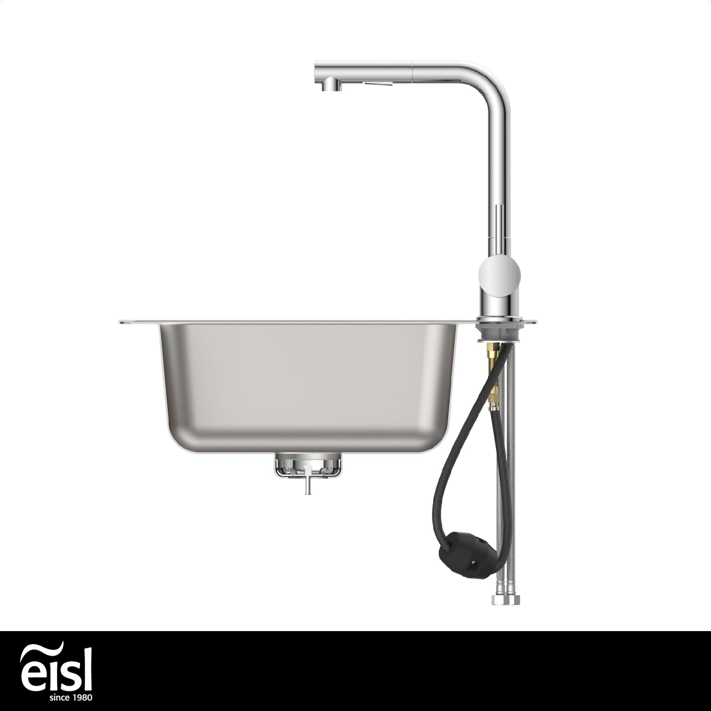 Eisl Robinet d'évier mit Geschirrbrause, Wasserhahn Küche ausziehbar in Chrom