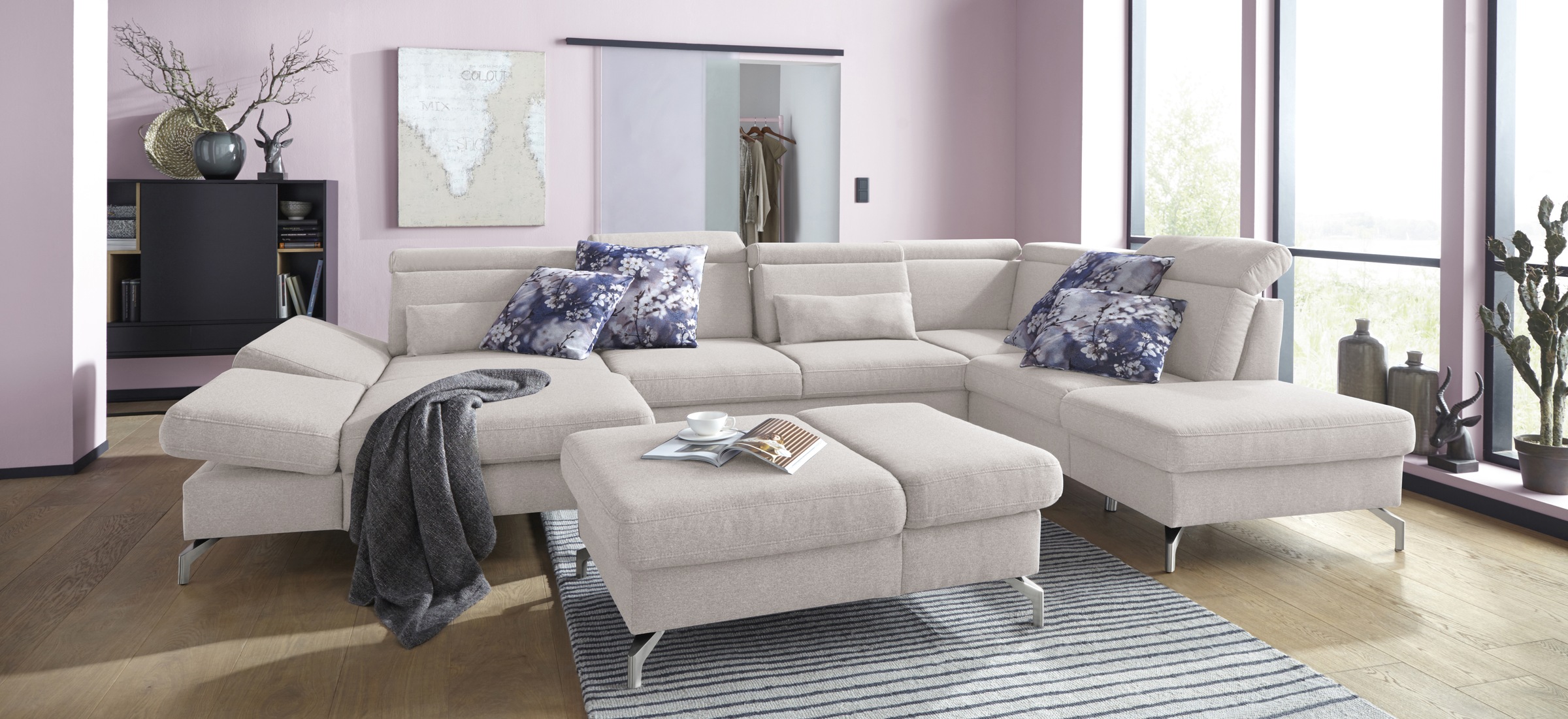 sit&more Hocker »Brisbane«, Fusshöhe 12 cm, mit Federkern und Klappfunktion